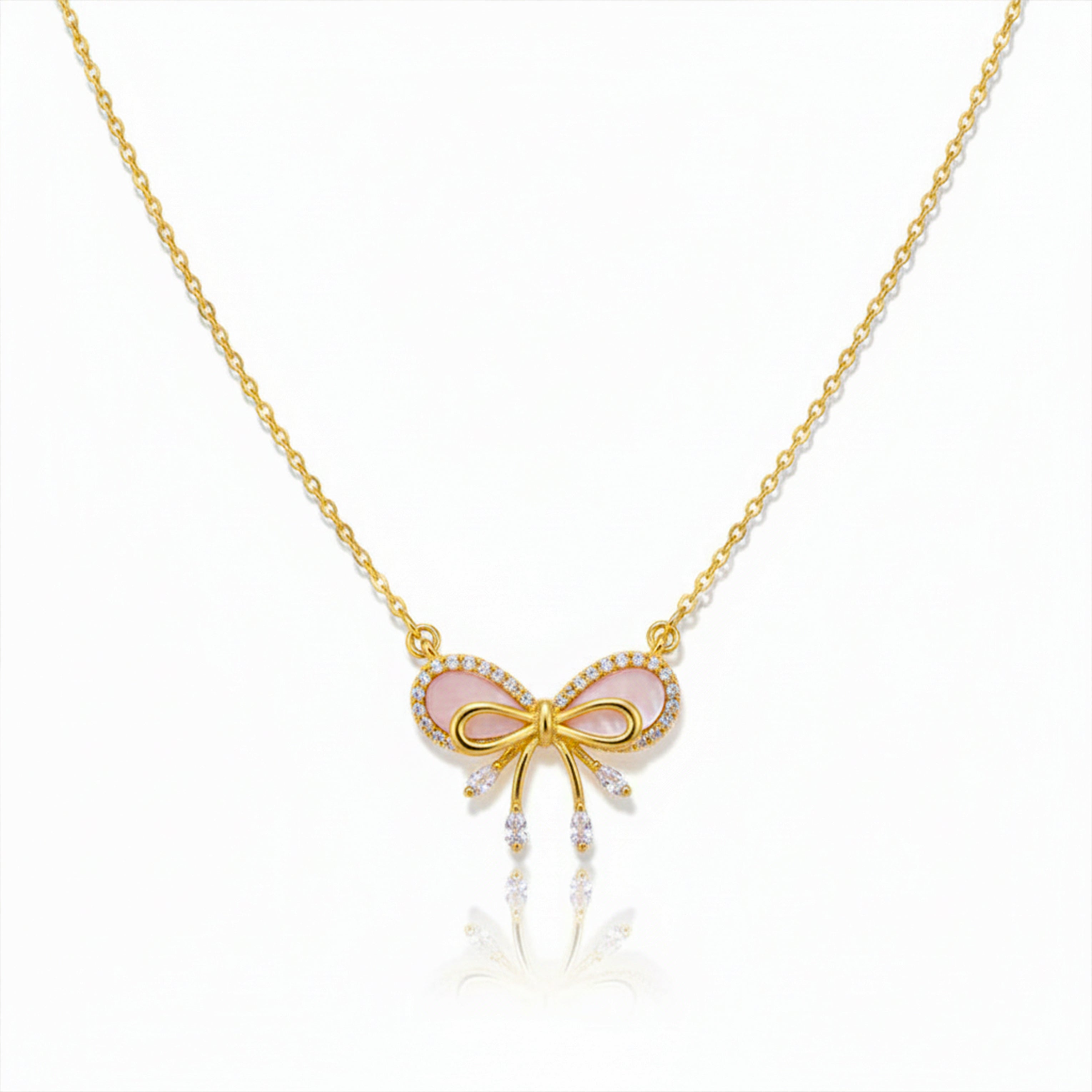 Gold Coquette Bow Necklace for women - Finora Jewels