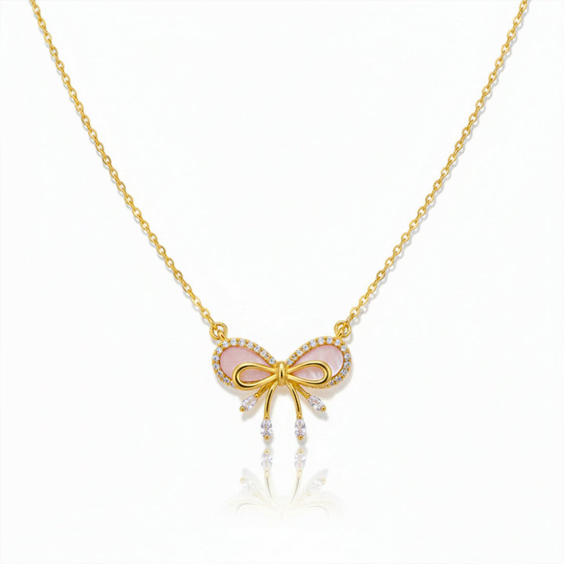 Gold Coquette Bow Necklace for women - Finora Jewels