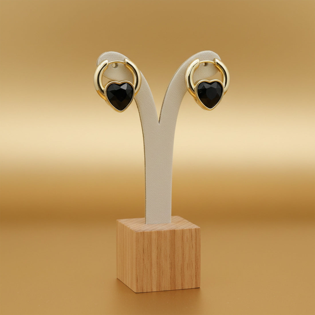 Women Hoop Earrings Midnight Heart Hoop Gold jewellery - Finora Jewels