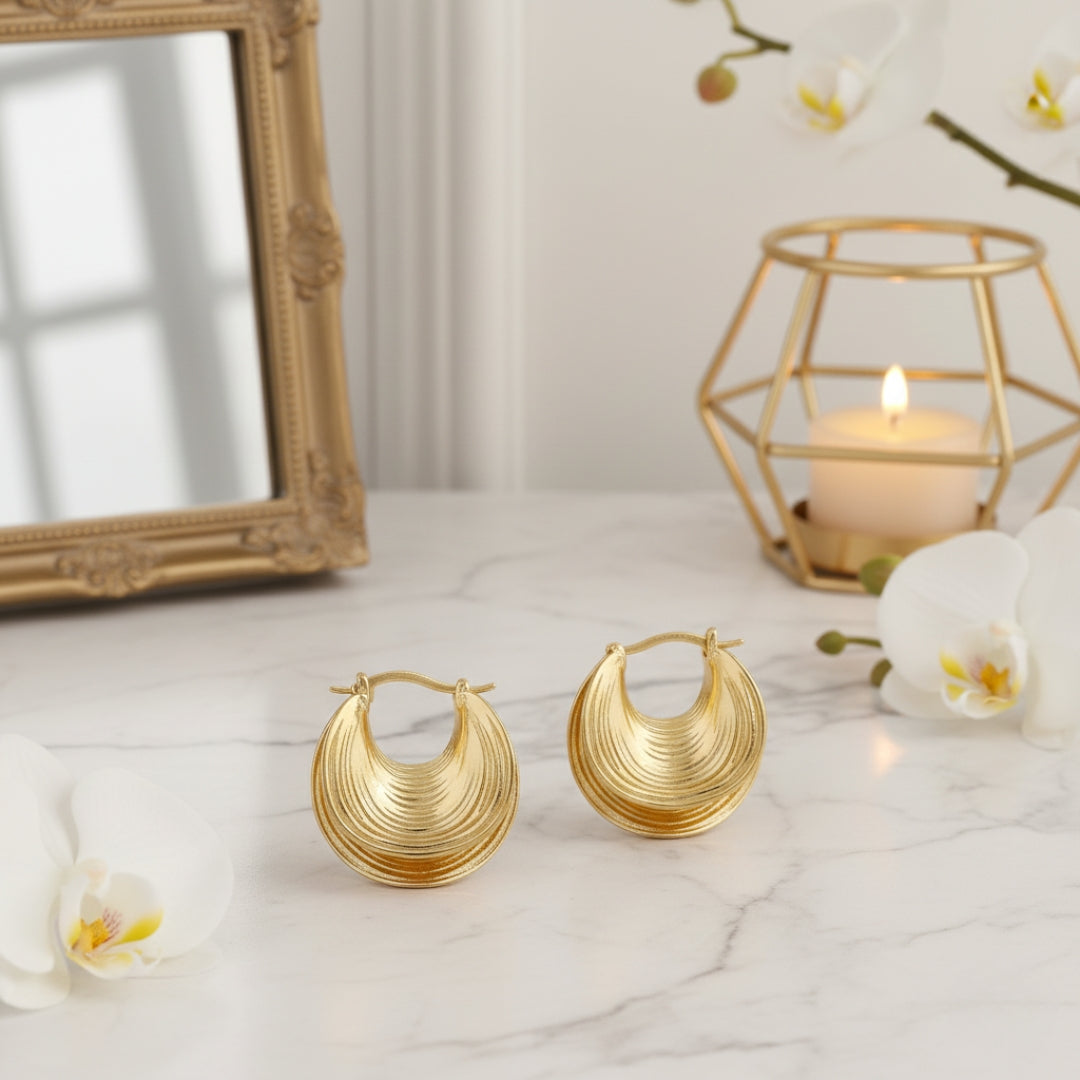 Waves Gold Rings Women Earring GWE -4