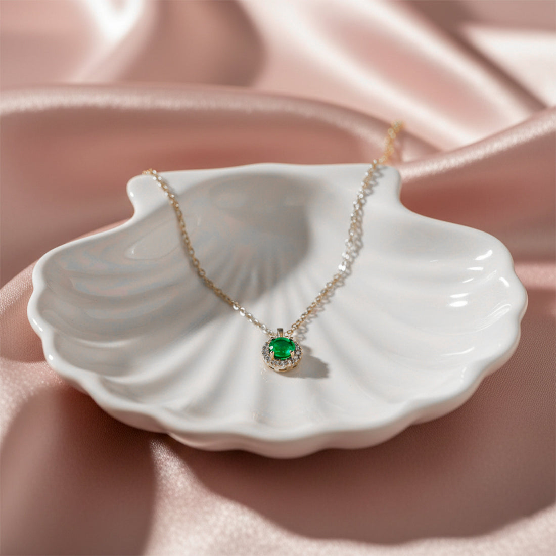 Silver Elegant Round Halo Necklace for women - Finora Jewels