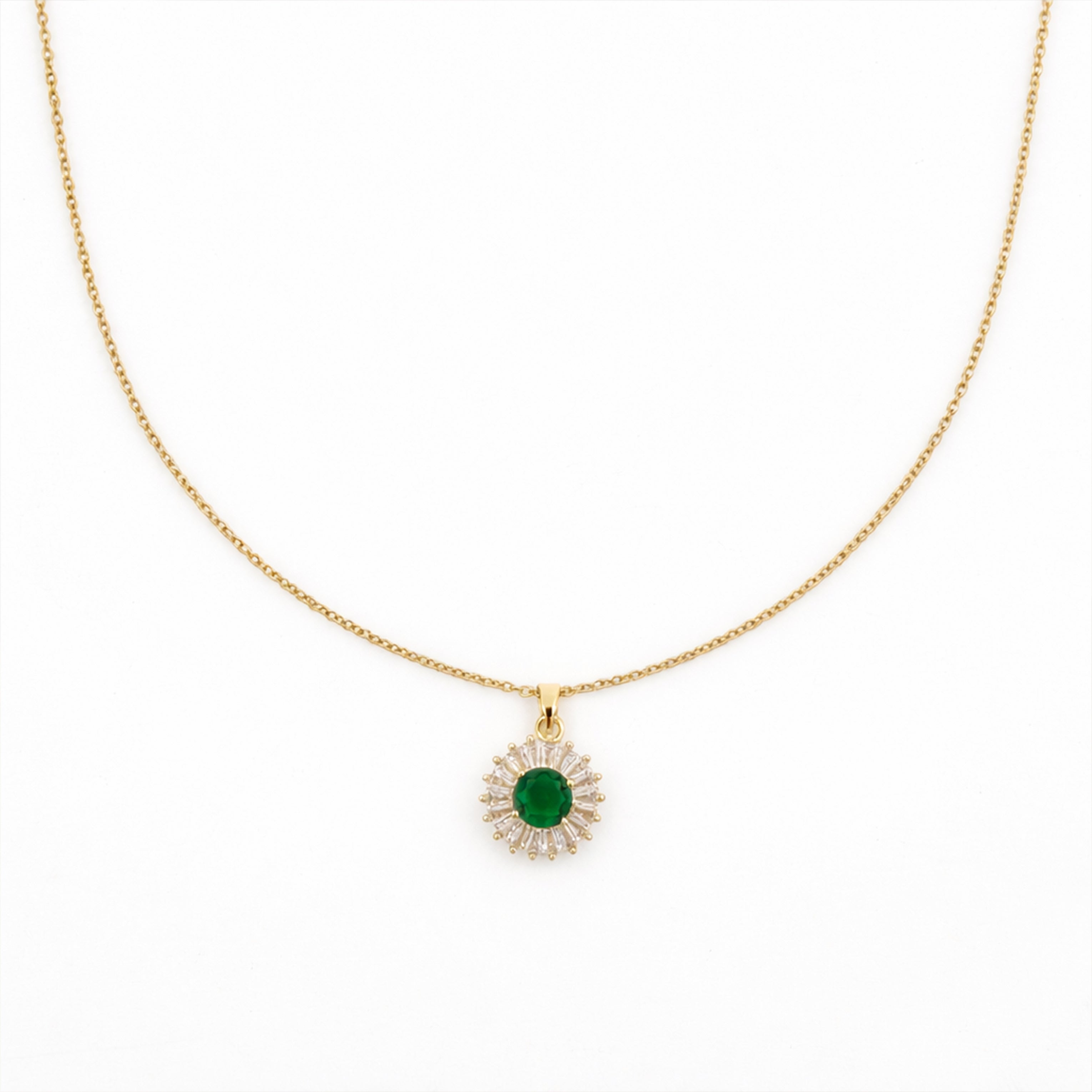 Verde Jade Bloom Zirconia Locket Link Set GWN -82