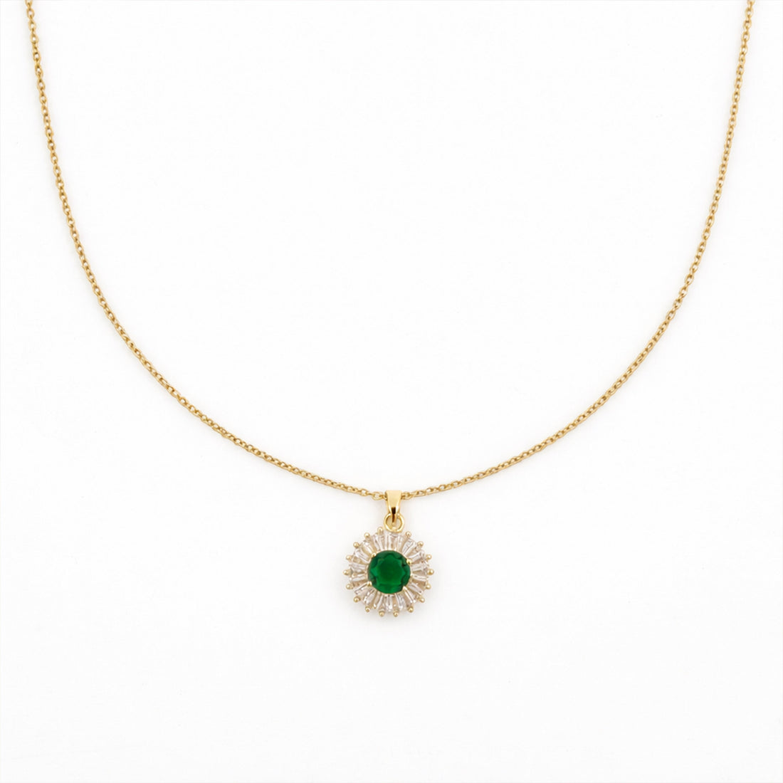 Verde Jade Bloom Zirconia Locket Link Set GWN -82