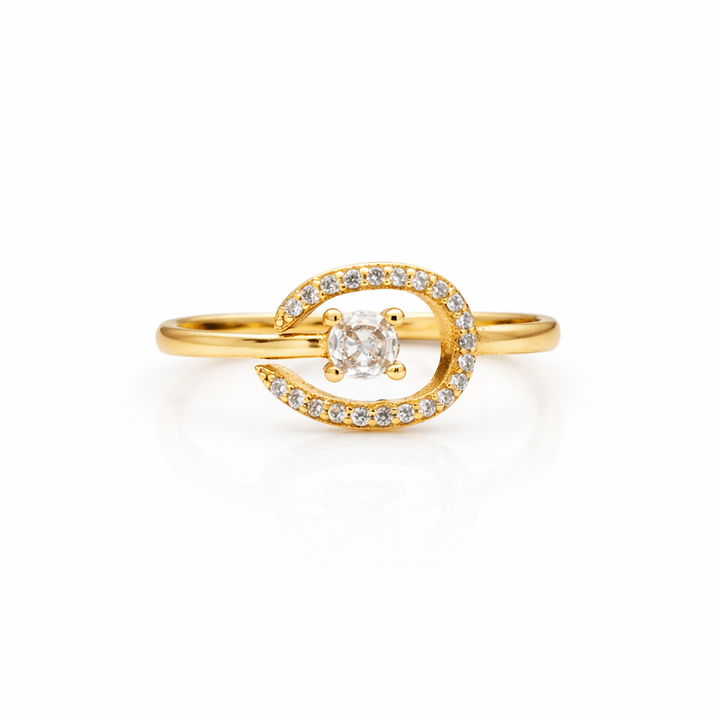 Gold-Toned Spiral Solo-Stone Band GWR -89