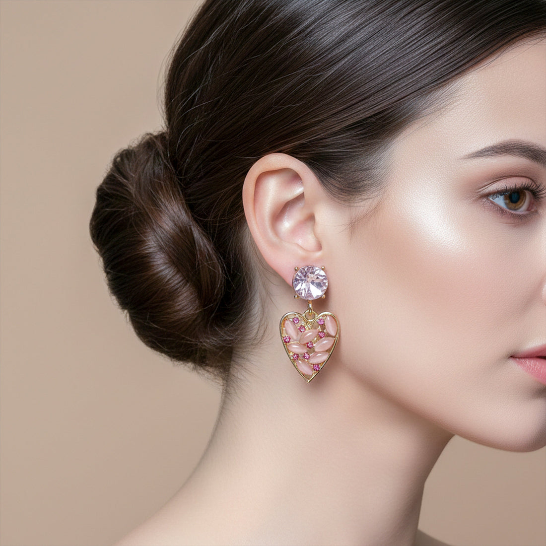 Gold Blush Heart Stud Earrings for women - Finora Jewels