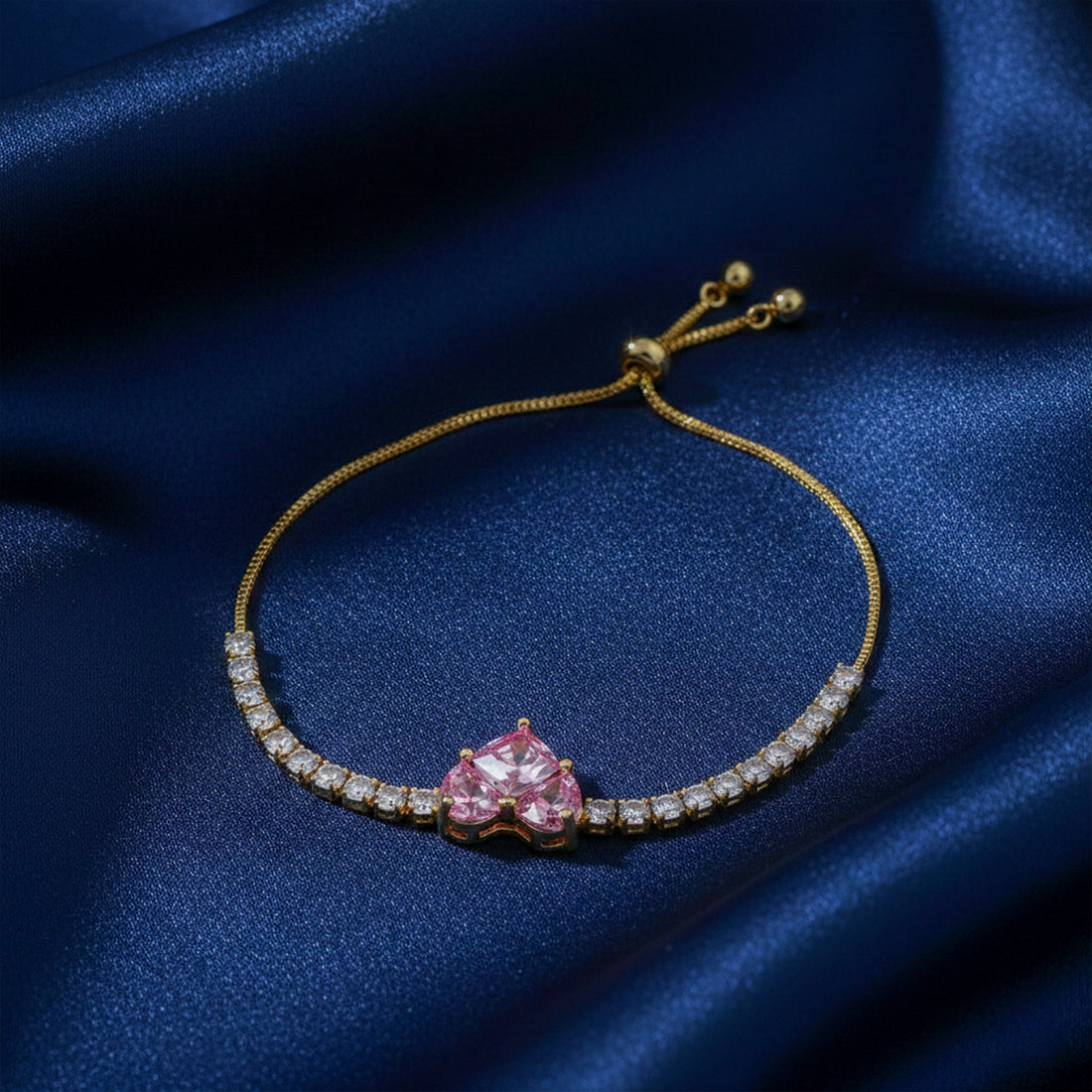 Gold Pink Heart Bracelet for women - Finora Jewels