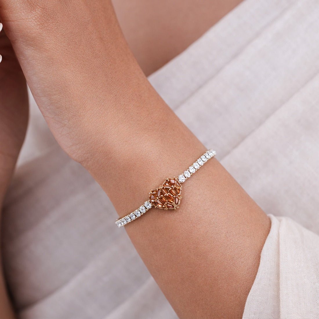 Women Bracelet Heart Tennis Gold jewellery - Finora Jewels