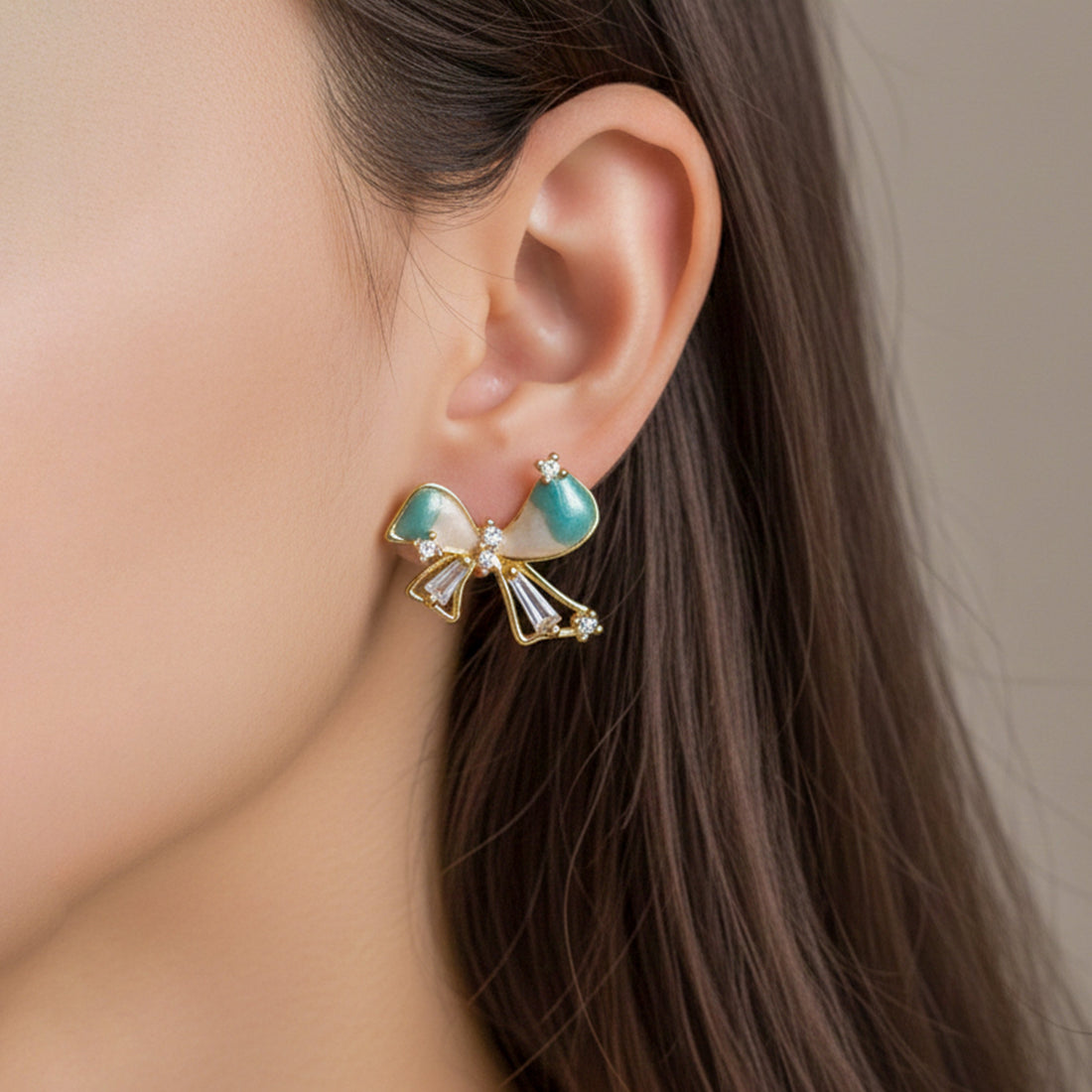 Gold Elegant Bow Stud Stud Earrings for women - Finora Jewels