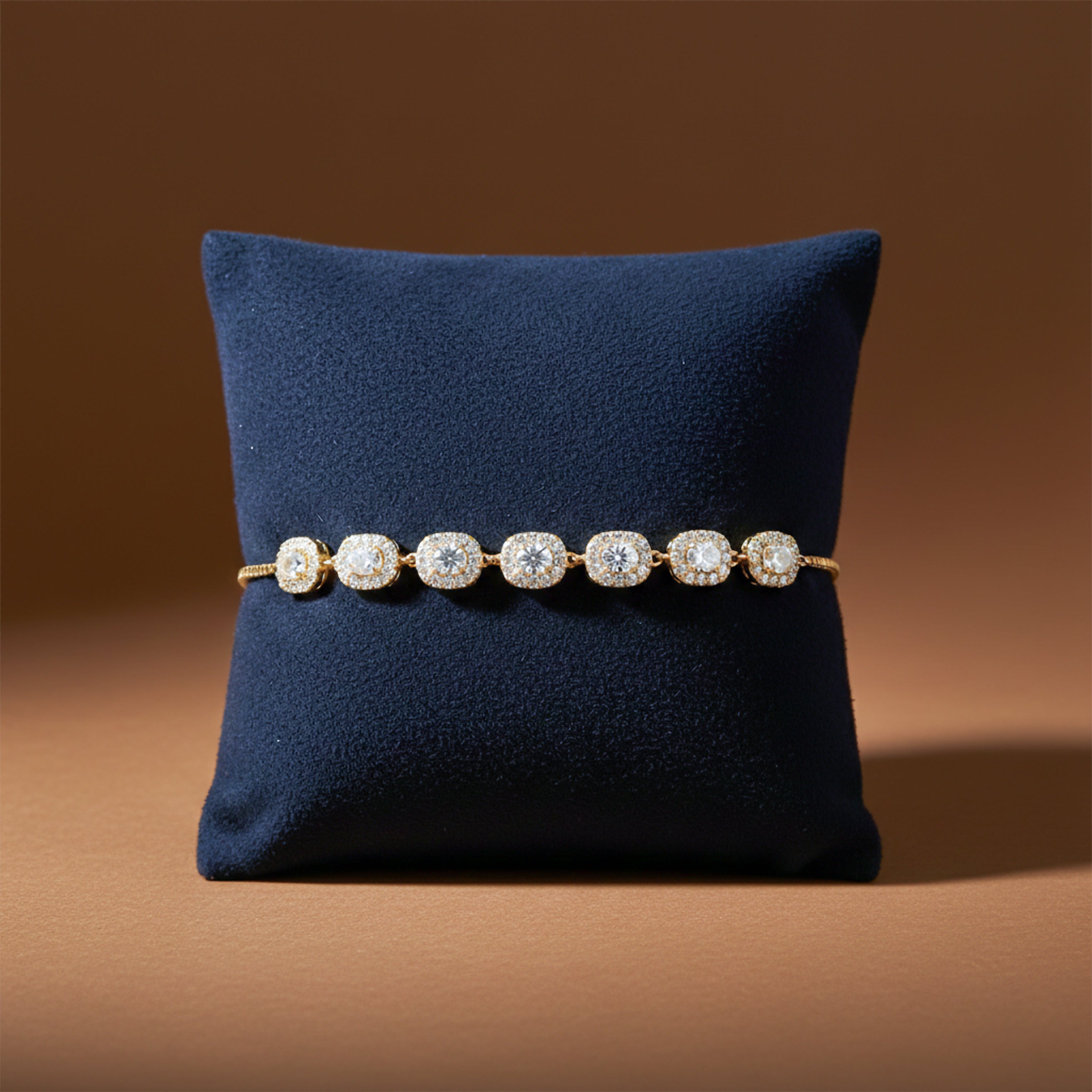 CZ Halo Link Bracelet for women in Gold - Finora Jewels