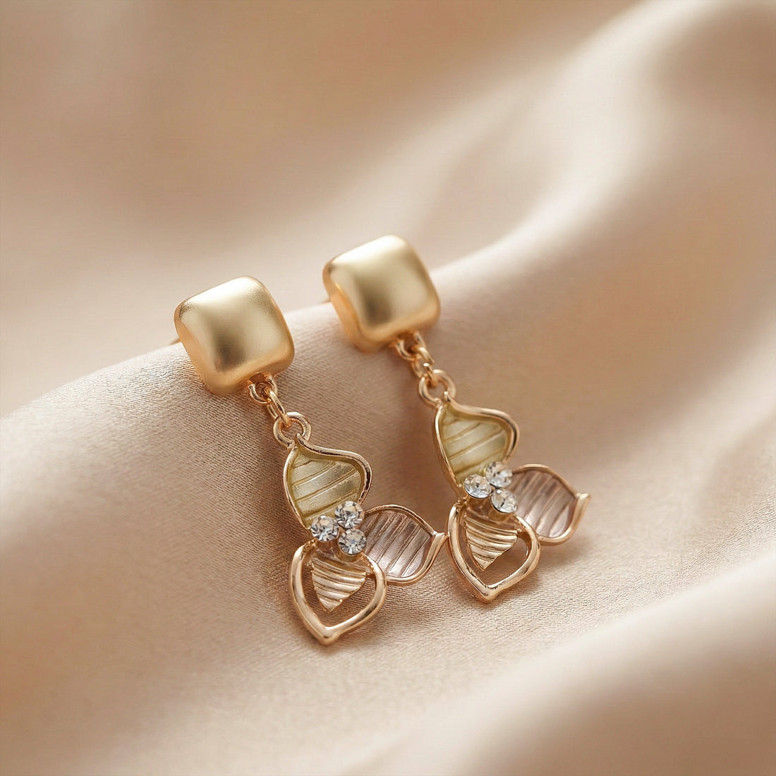 Heart Drop Stud Earrings for women in Gold - Finora Jewels