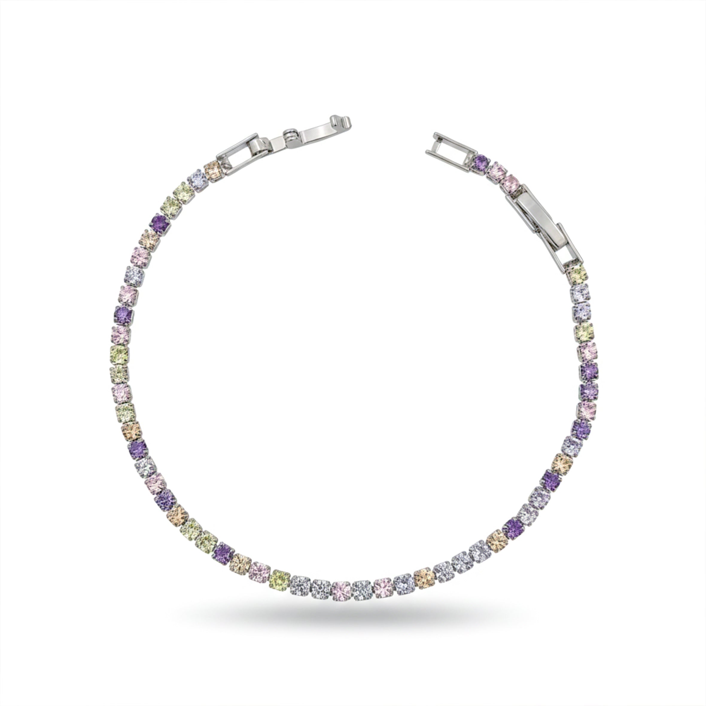 Silver Pastel Multi-Color Tennis Bracelet for women - Finora Jewels