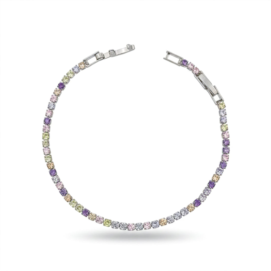 Silver Pastel Multi-Color Tennis Bracelet for women - Finora Jewels