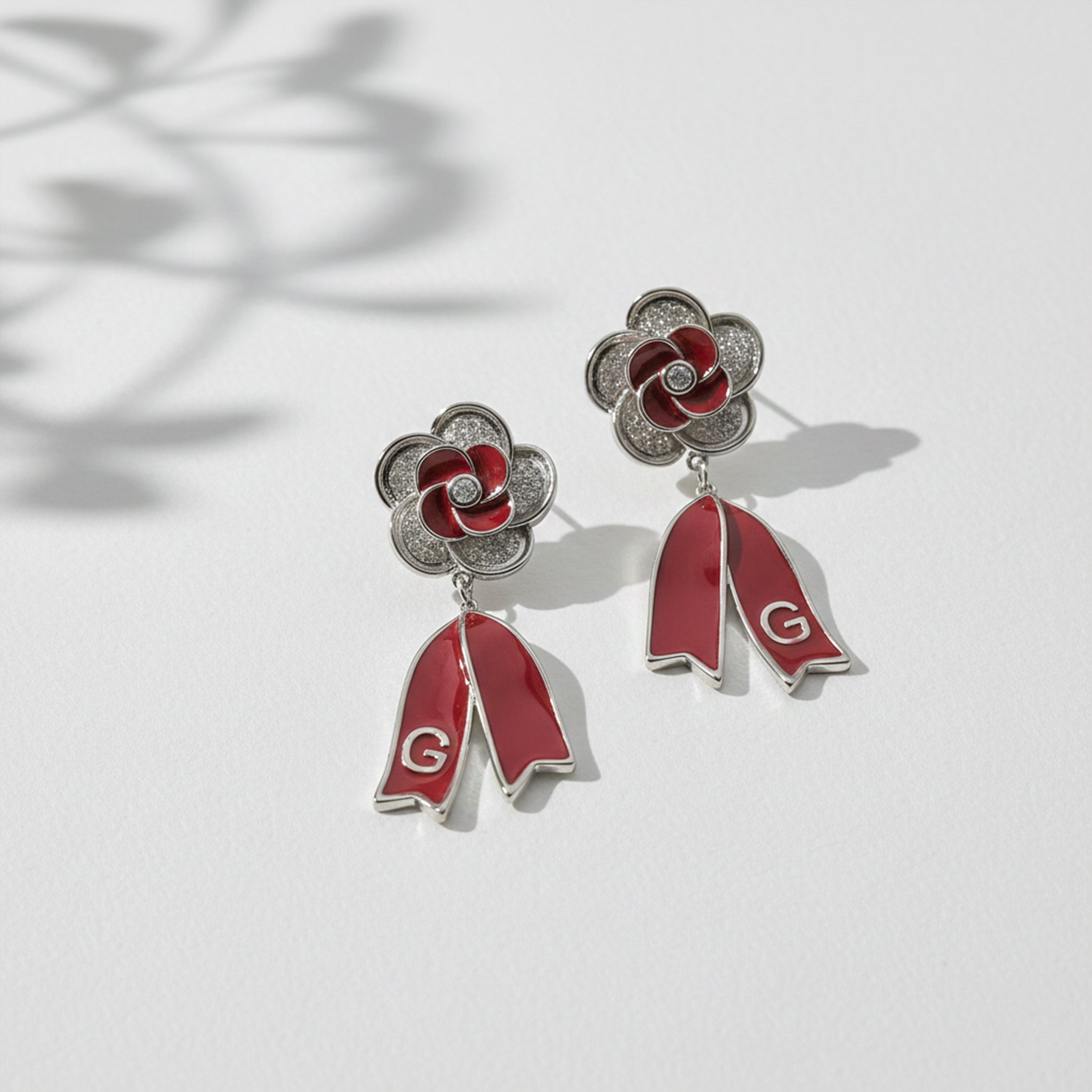 Women Stud Earrings Ruby Bloom Drop Silver jewellery - Finora Jewels