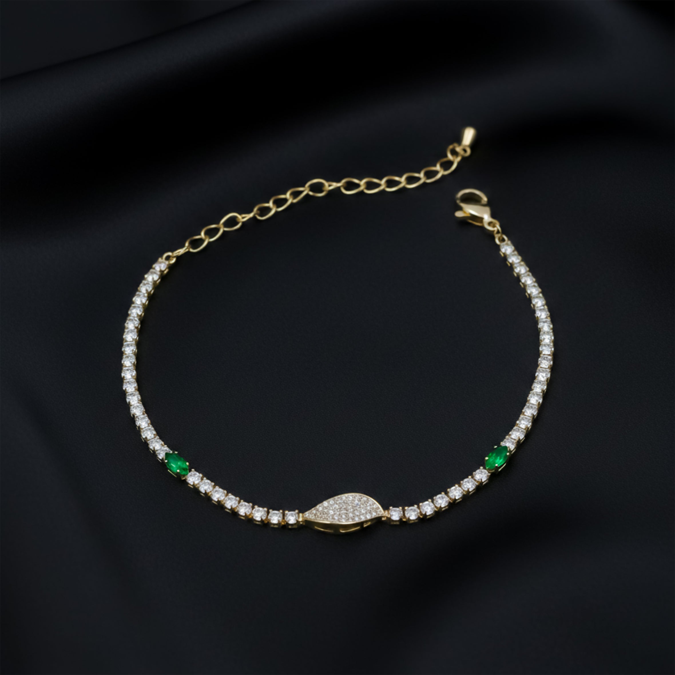 Emerald Accent Tennis Bracelet for women in Gold - Finora Jewels