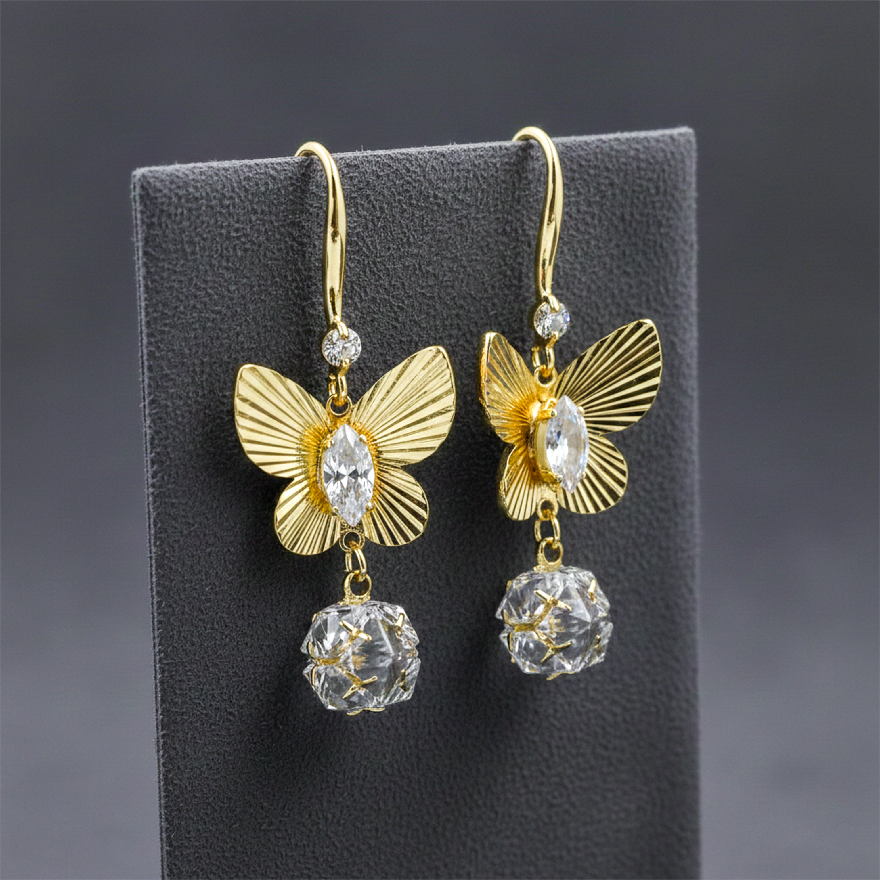 Gold Butterfly Drop Drop Earrings for women - Finora Jewels