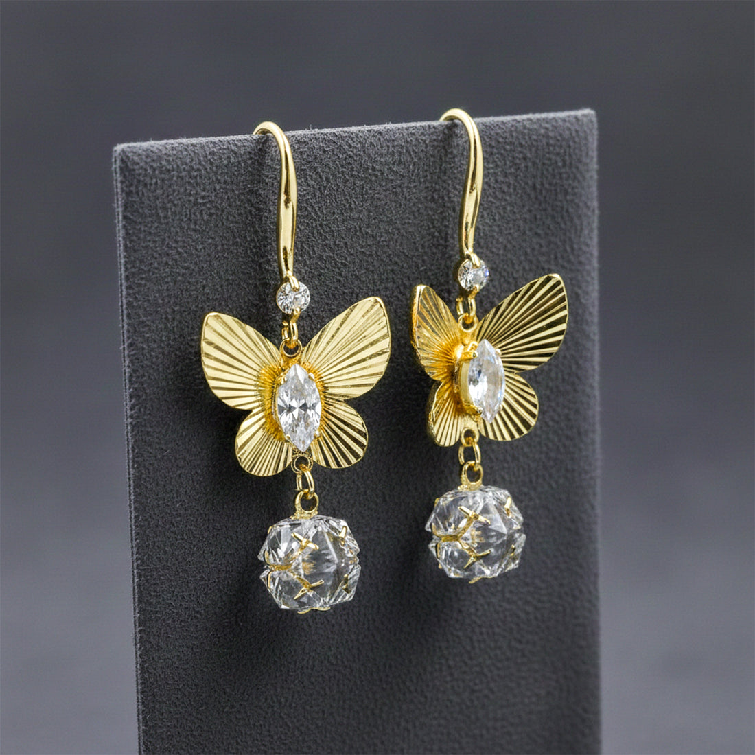 Gold Butterfly Drop Drop Earrings for women - Finora Jewels