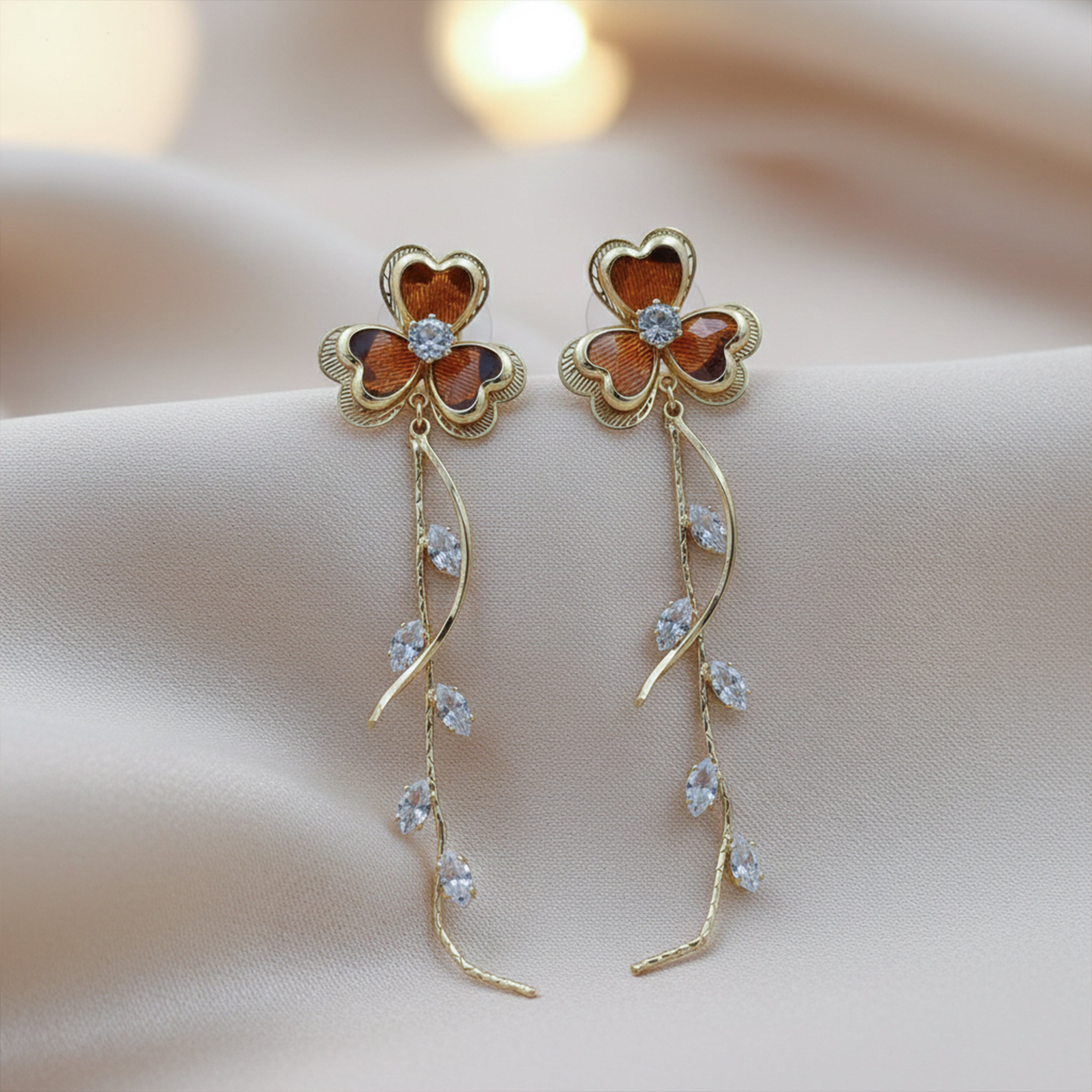 Women Stud Earrings Vine Drop Gold jewellery - Finora Jewels