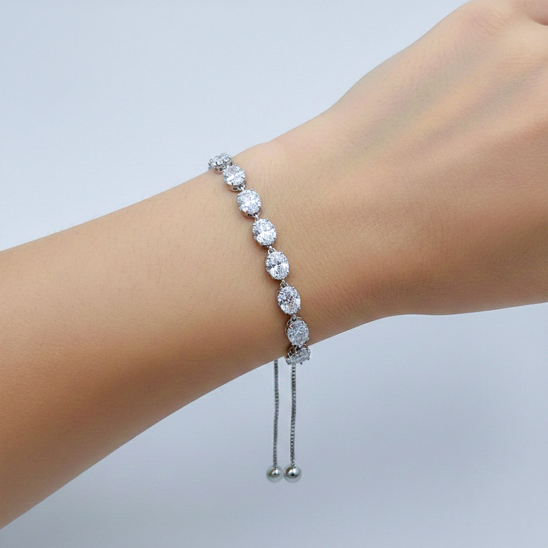 Women Bracelet CZ Oval Link Silver jewellery - Finora Jewels