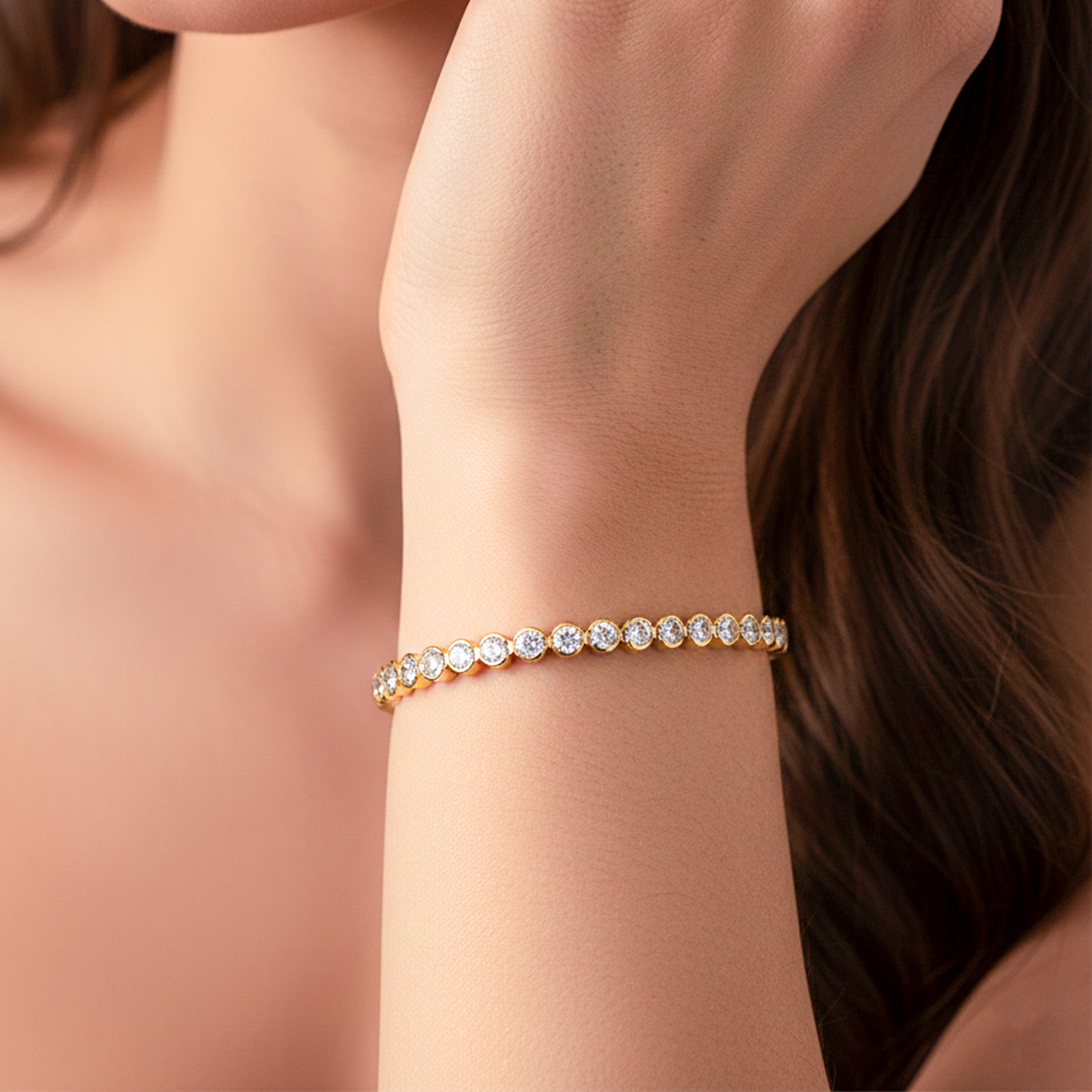 Gold-Toned Sparkle Line Kangan GWB -38