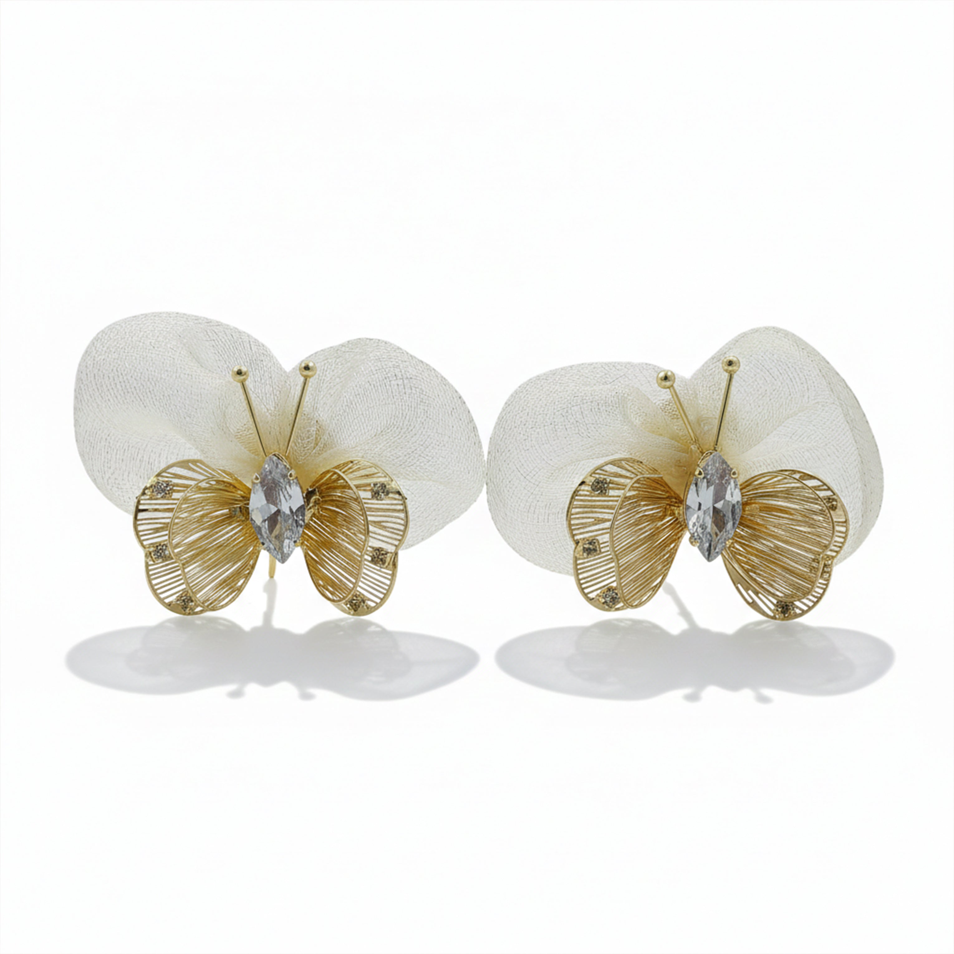 Butterfly Mesh Stud Earrings for women in Gold - Finora Jewels