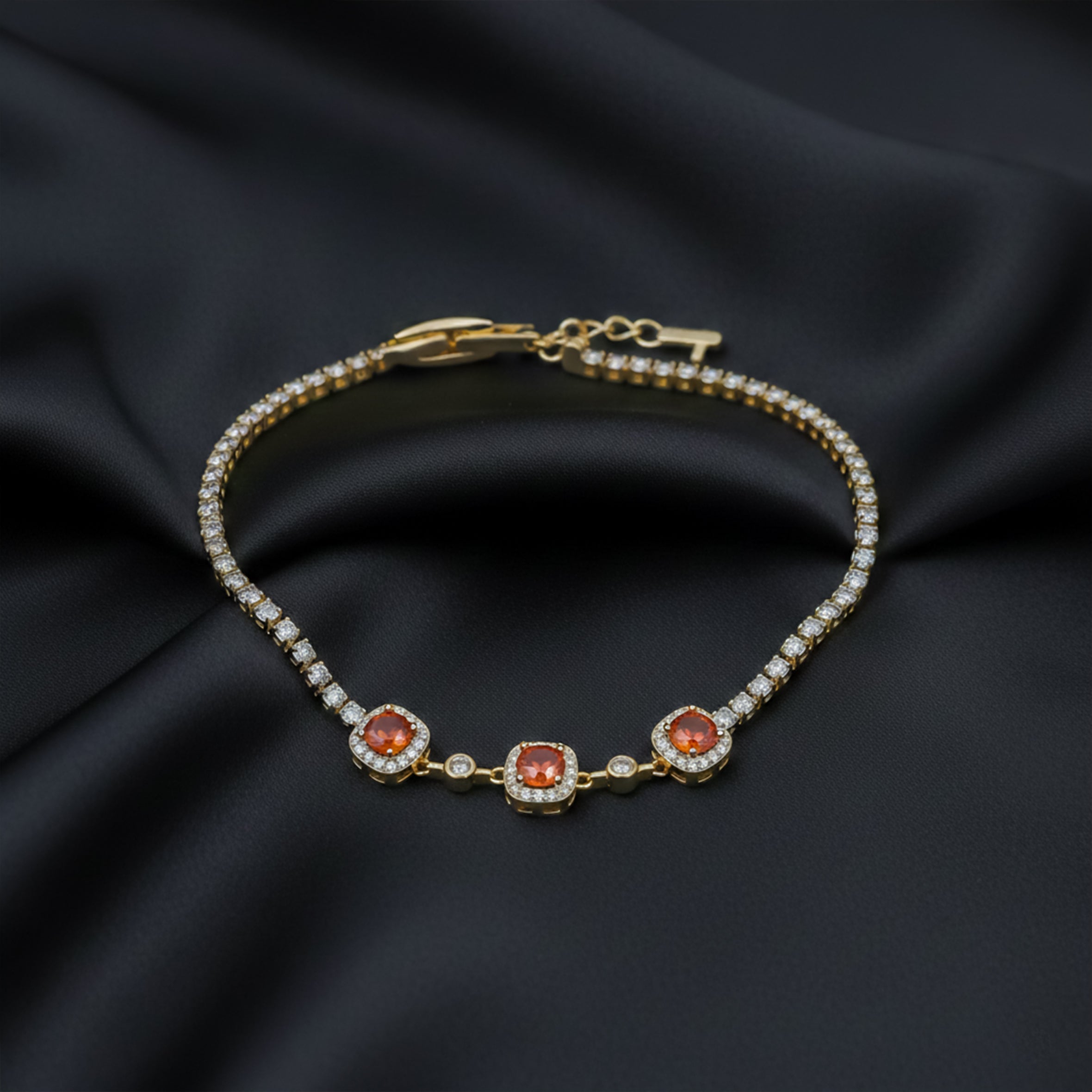 Amber Encircled Cubic Zirconia Line Kangan GWB -94