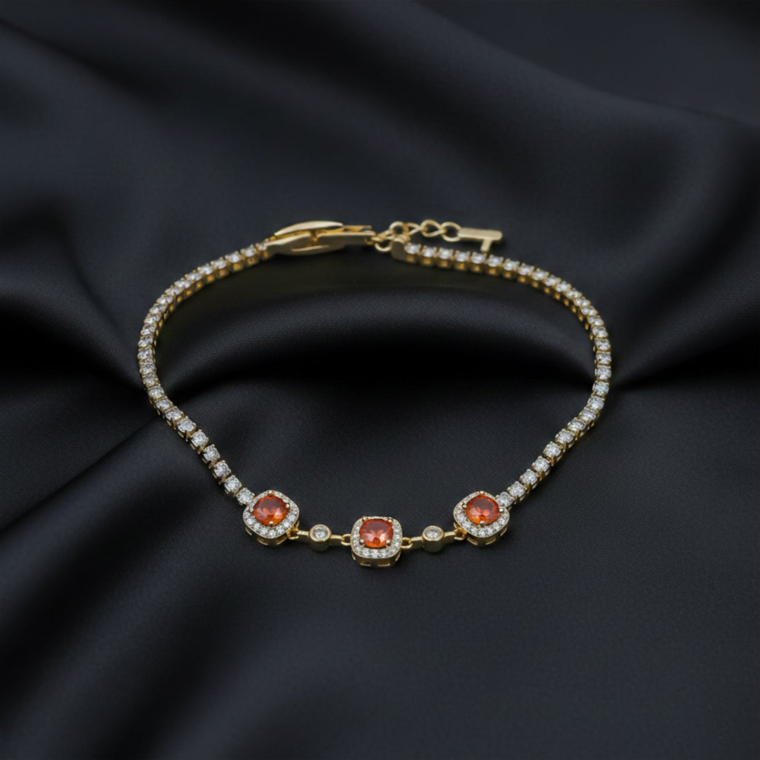 Amber Encircled Cubic Zirconia Line Kangan GWB -94
