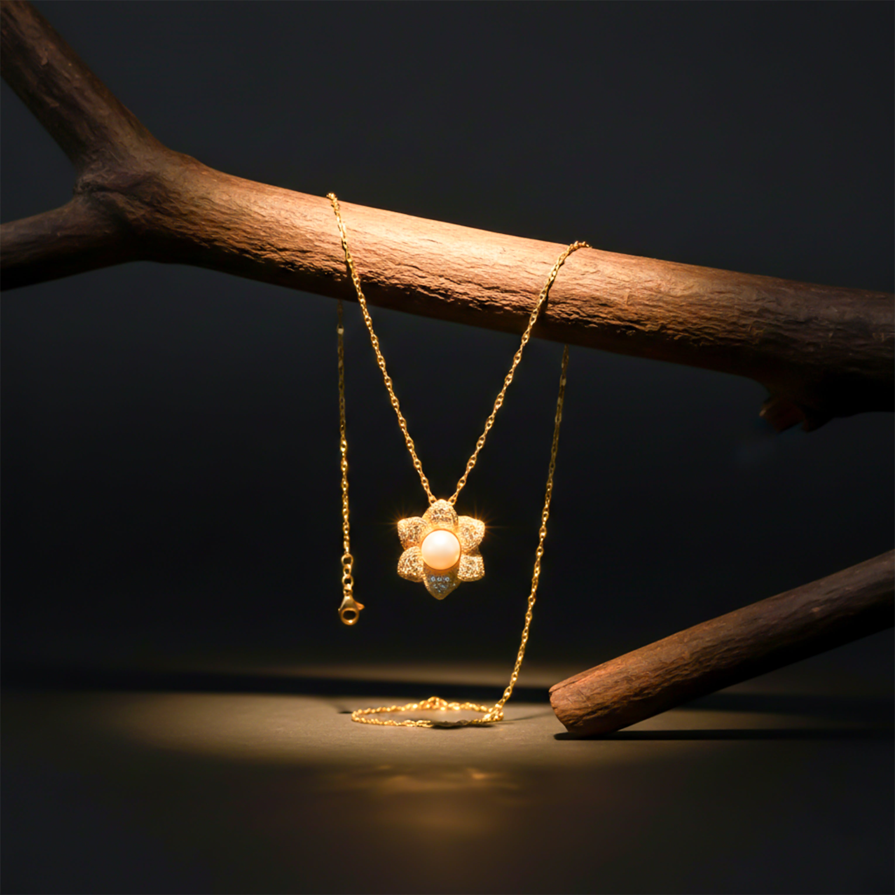 Women Necklace Floral Gold jewellery - Finora Jewels