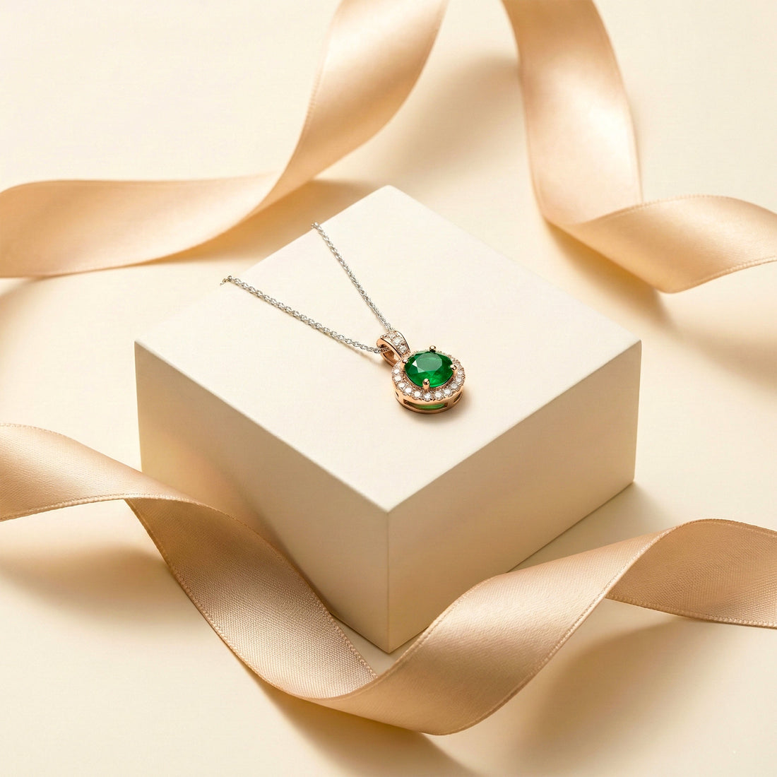 Silver Elegant Round Halo Necklace for women - Finora Jewels