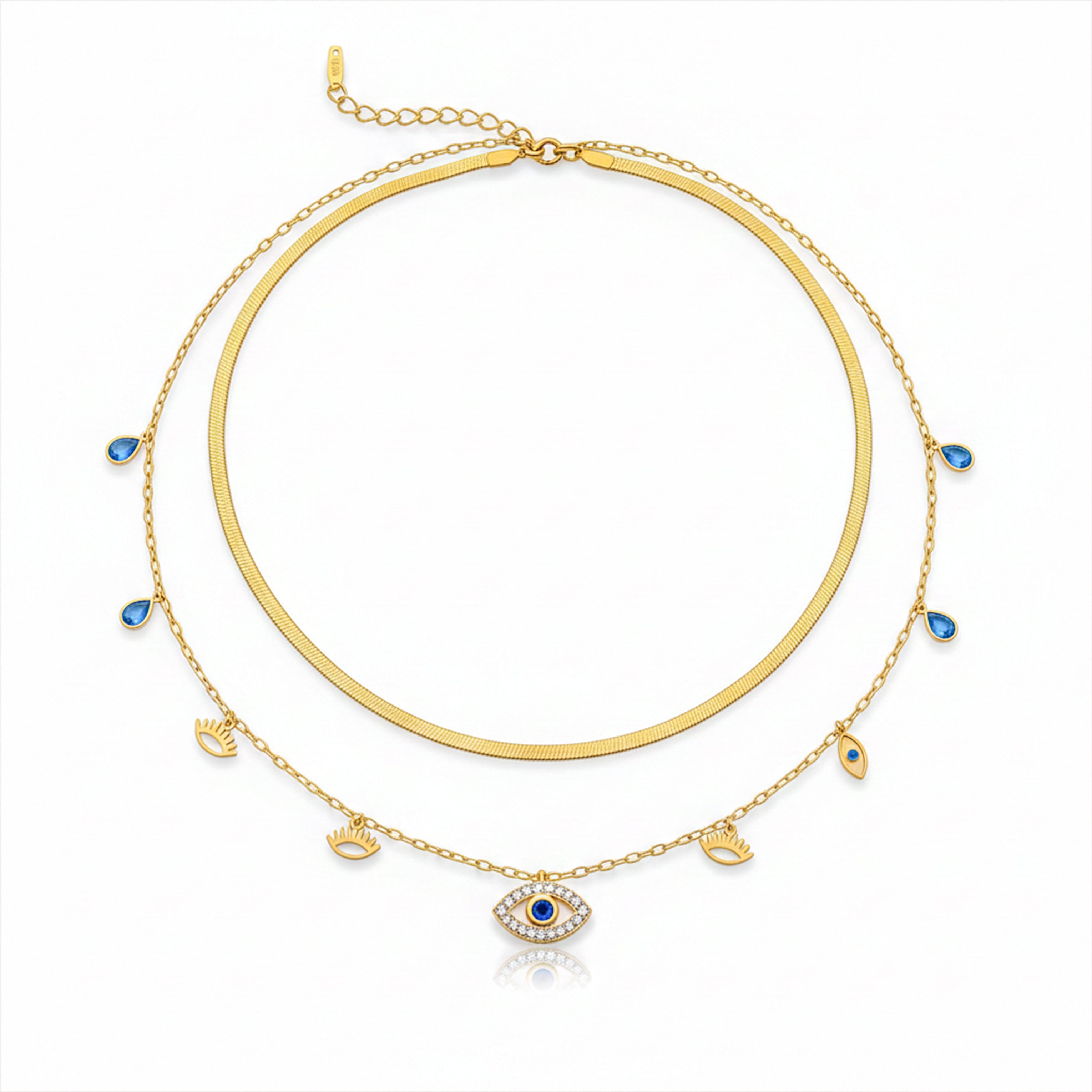Women Necklace Evil Eye Layered Choker Gold jewellery - Finora Jewels