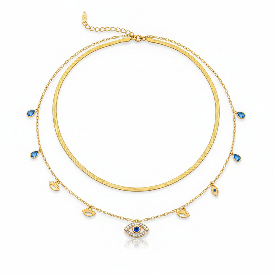 Women Necklace Evil Eye Layered Choker Gold jewellery - Finora Jewels