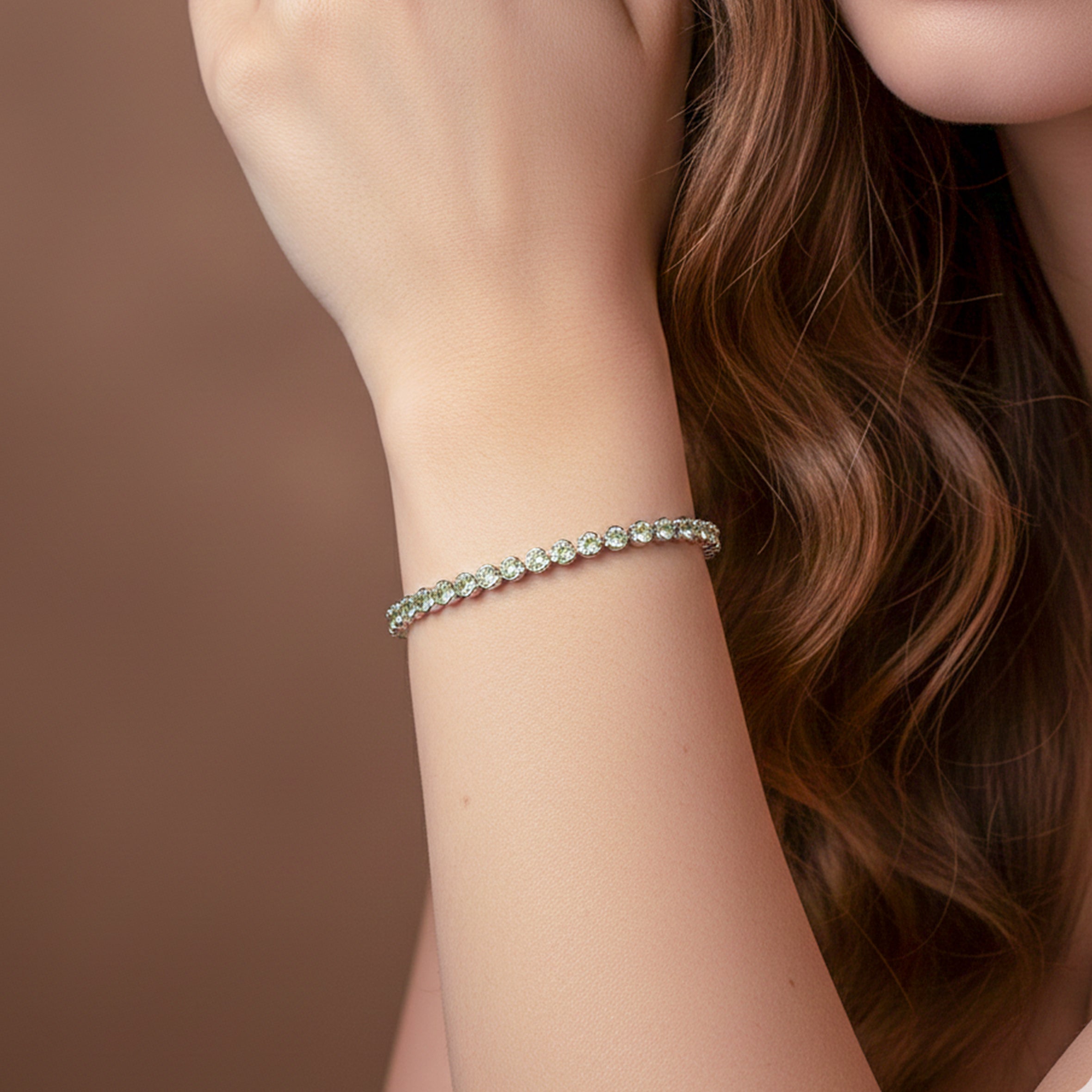 Women Bracelet Green Halo Tennis Gold jewellery - Finora Jewels