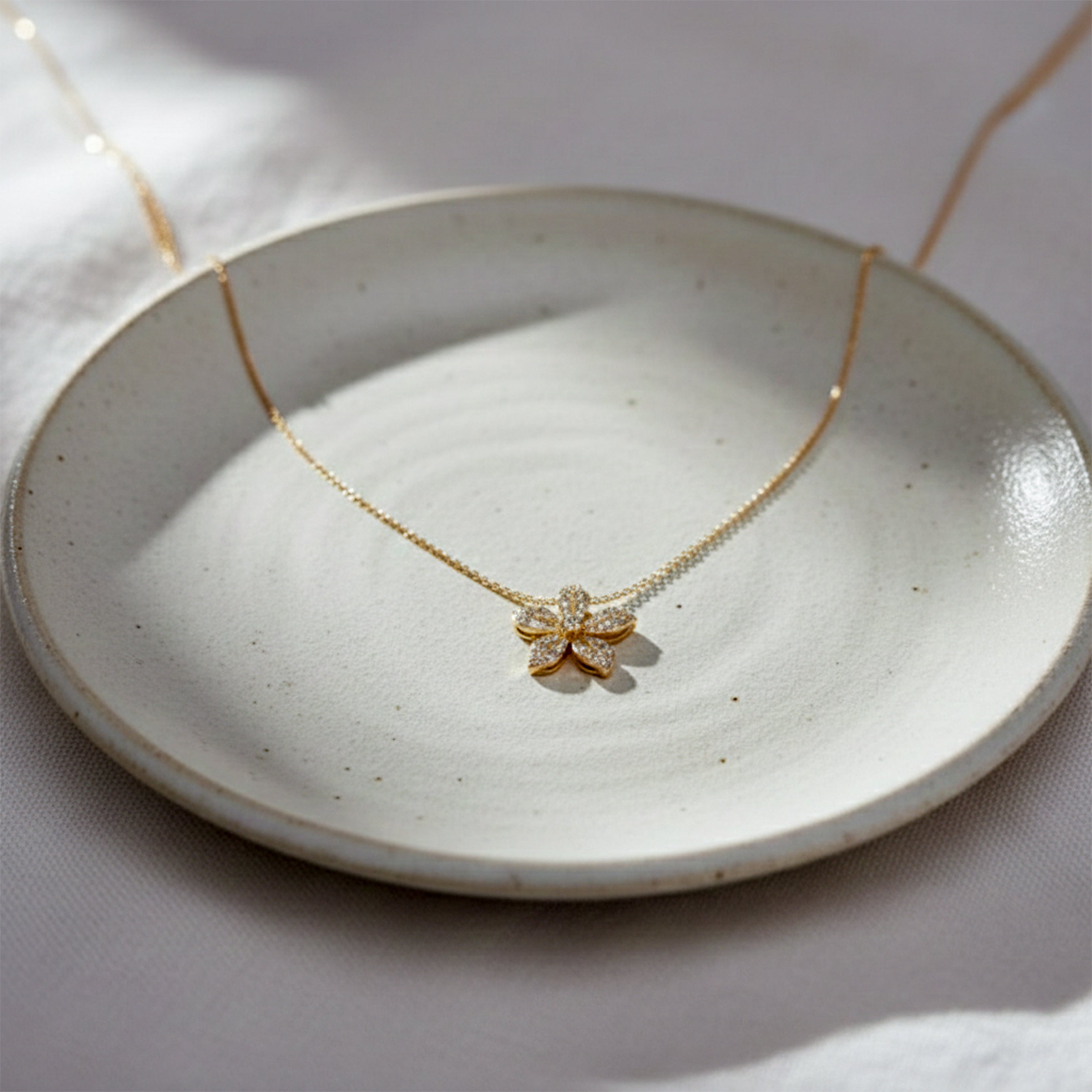 Women Necklace Brilliant Crystal Flower Statement Gold jewellery - Finora Jewels
