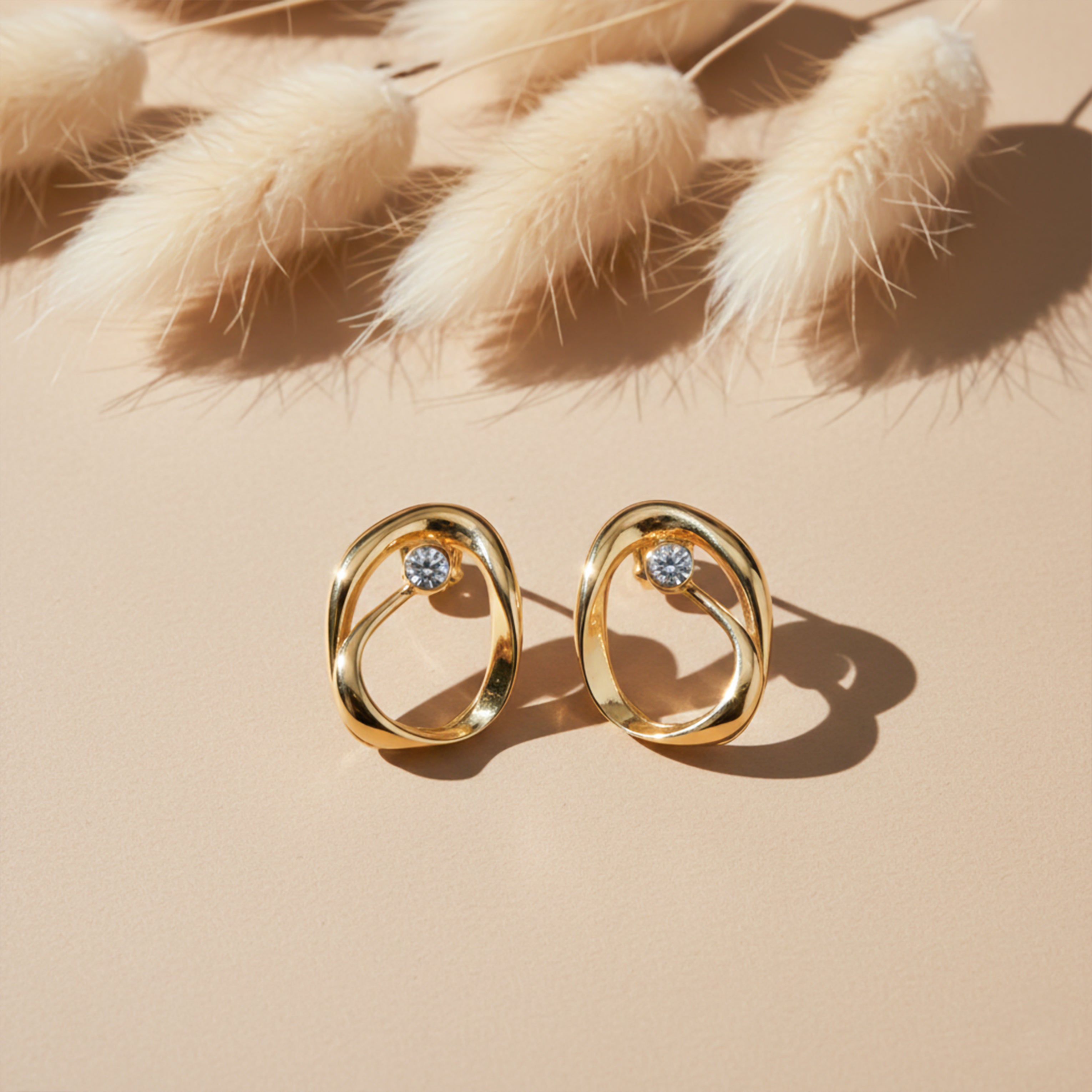 Aurelia Twist Zirconia Stone Post Ear Studs GWE -51