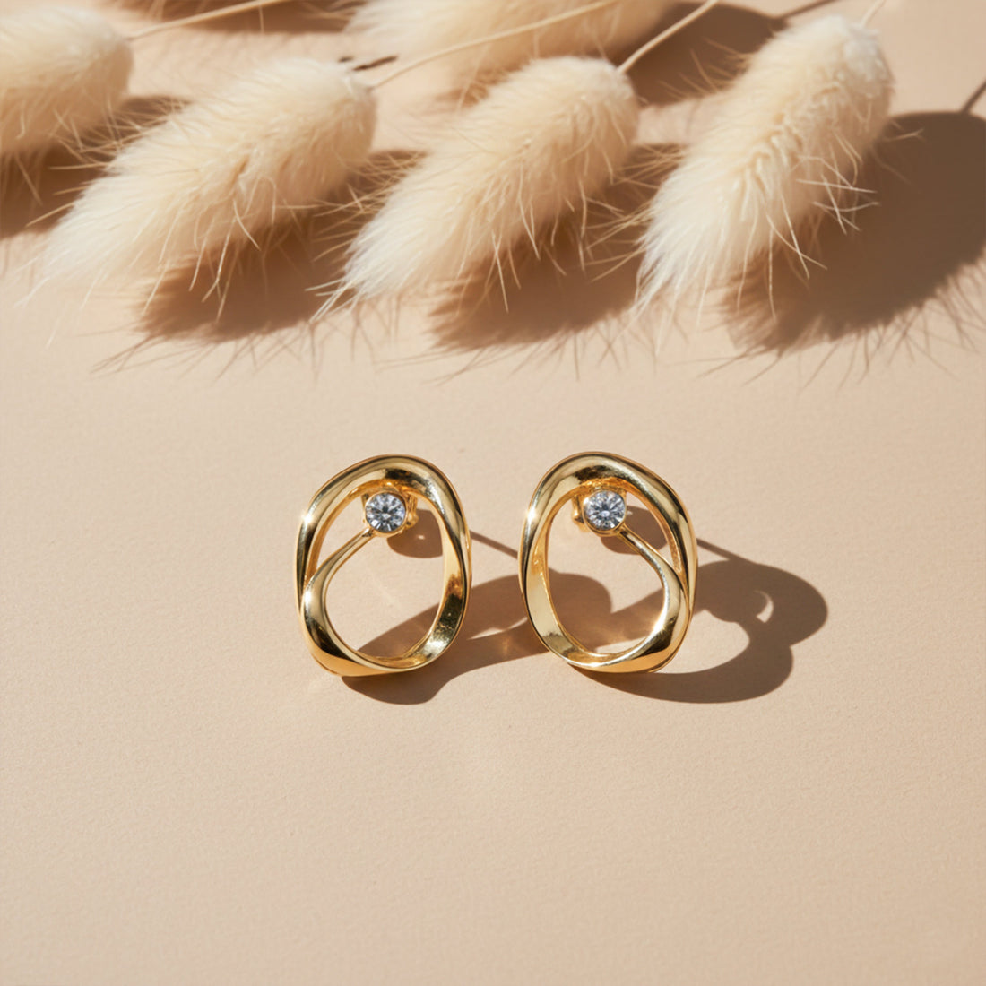 Aurelia Twist Zirconia Stone Post Ear Studs GWE -51