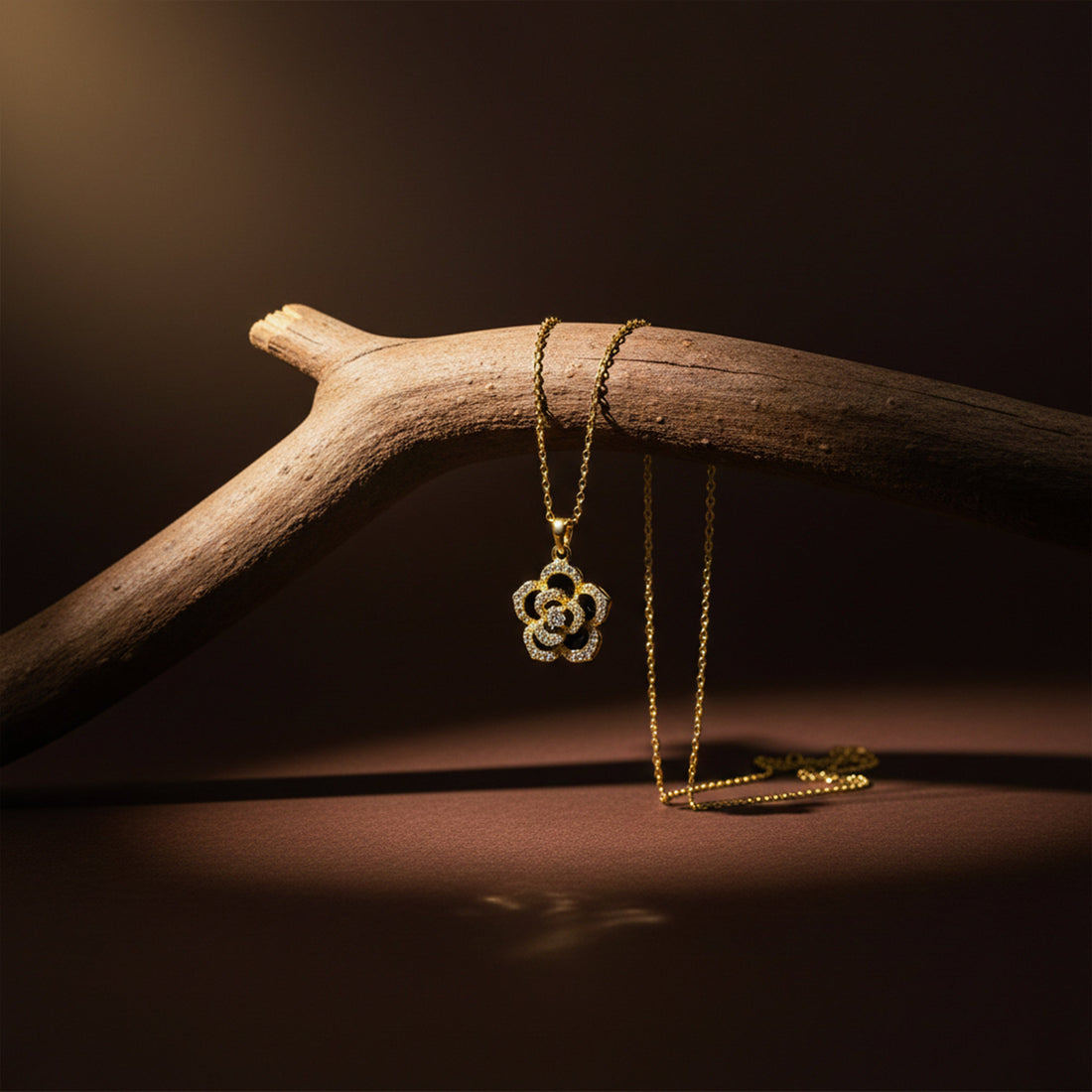 Gold Black Floral Necklace for women - Finora Jewels