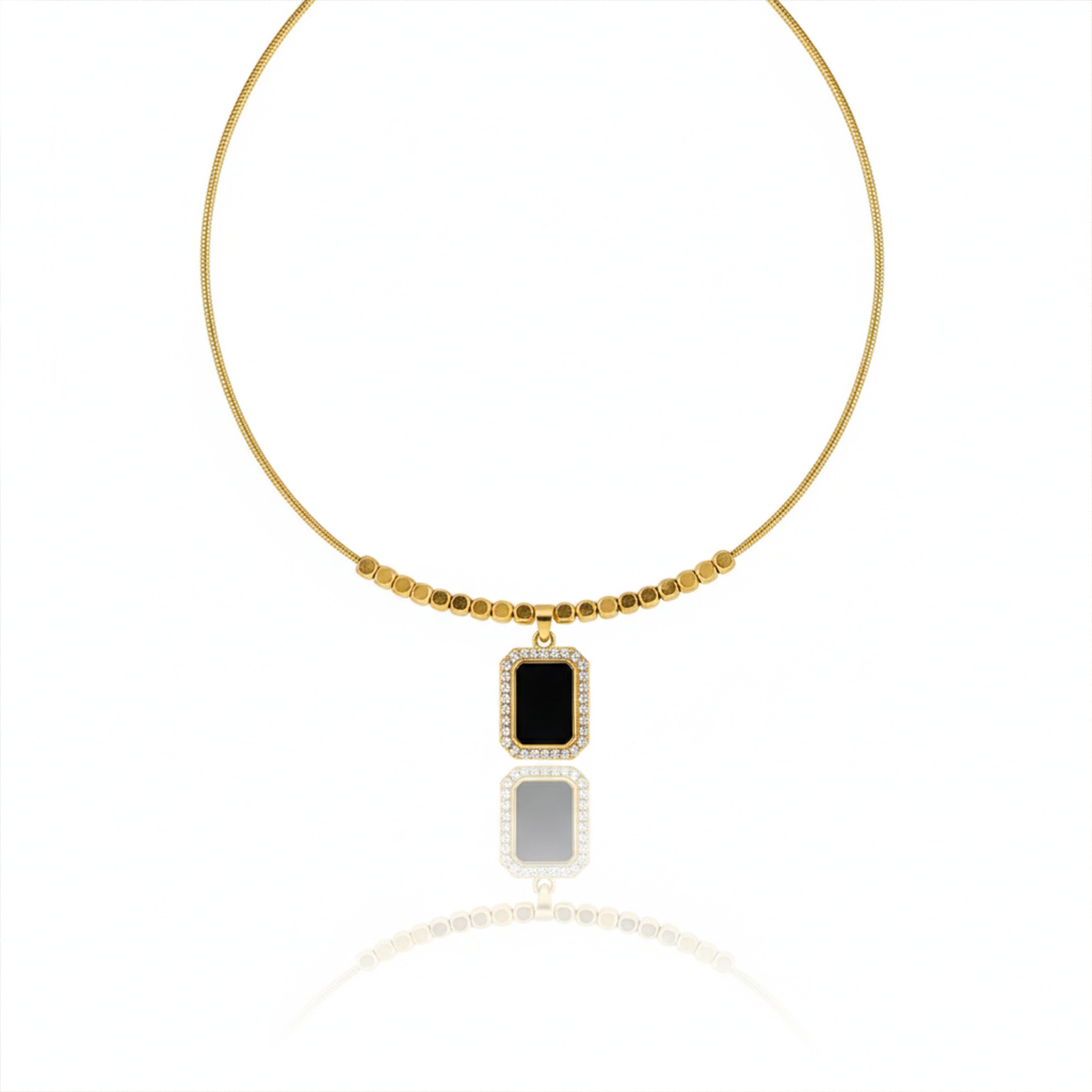 Contemporary Black Enamel Women Neckless GWN -114