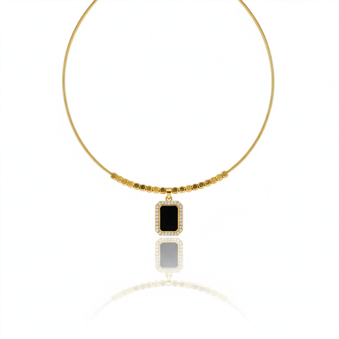 Contemporary Black Enamel Women Neckless GWN -114