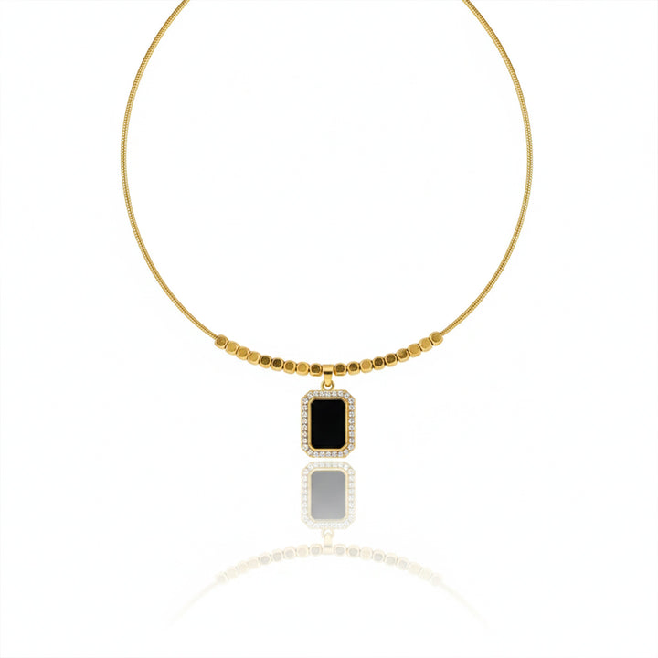 Contemporary Black Enamel Women Neckless GWN -114