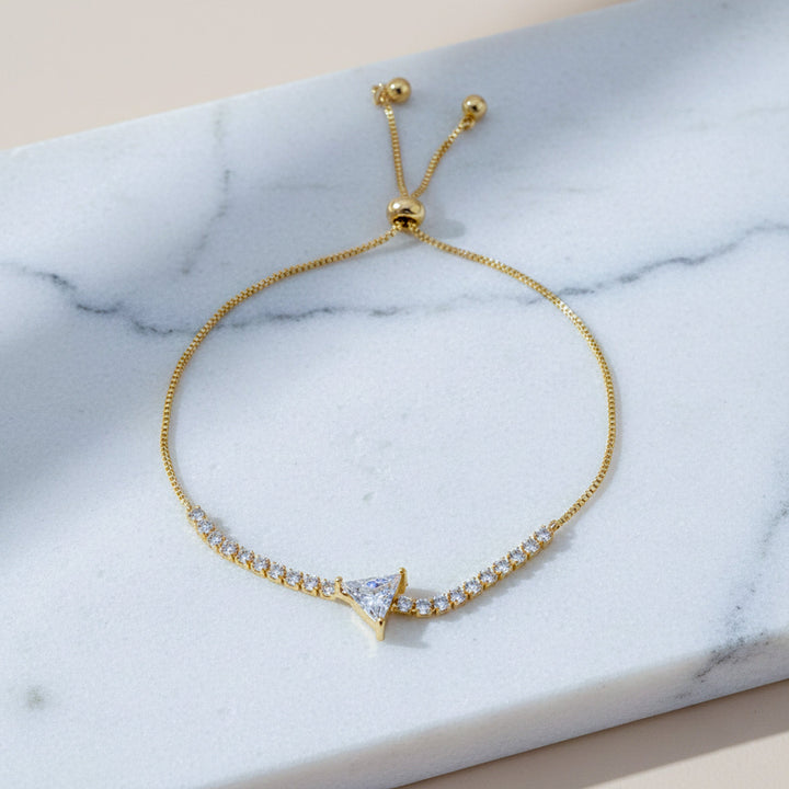 Gold Plated Triangle Solitaire Bracelet