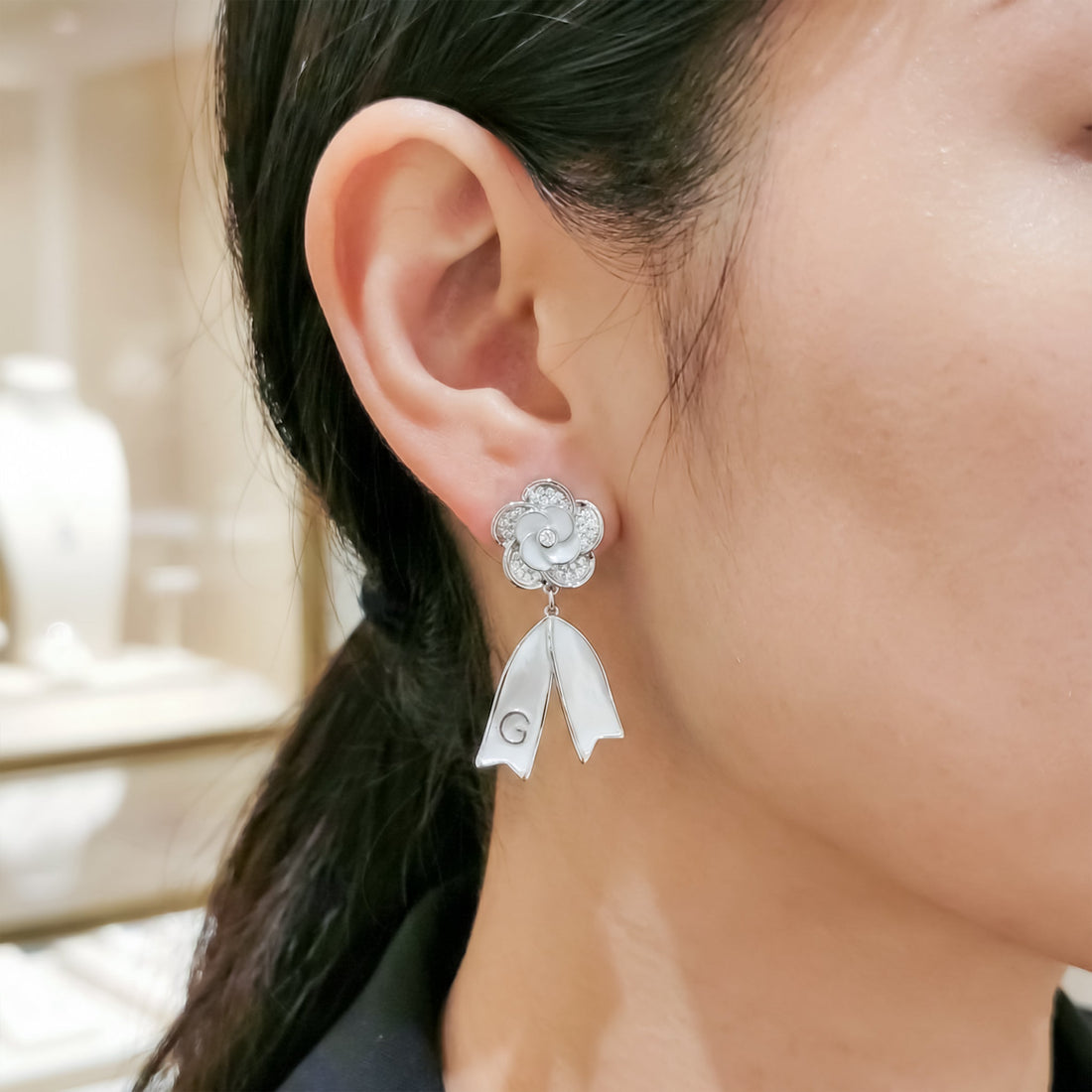 Silver Bloom Drop Stud Earrings for women - Finora Jewels