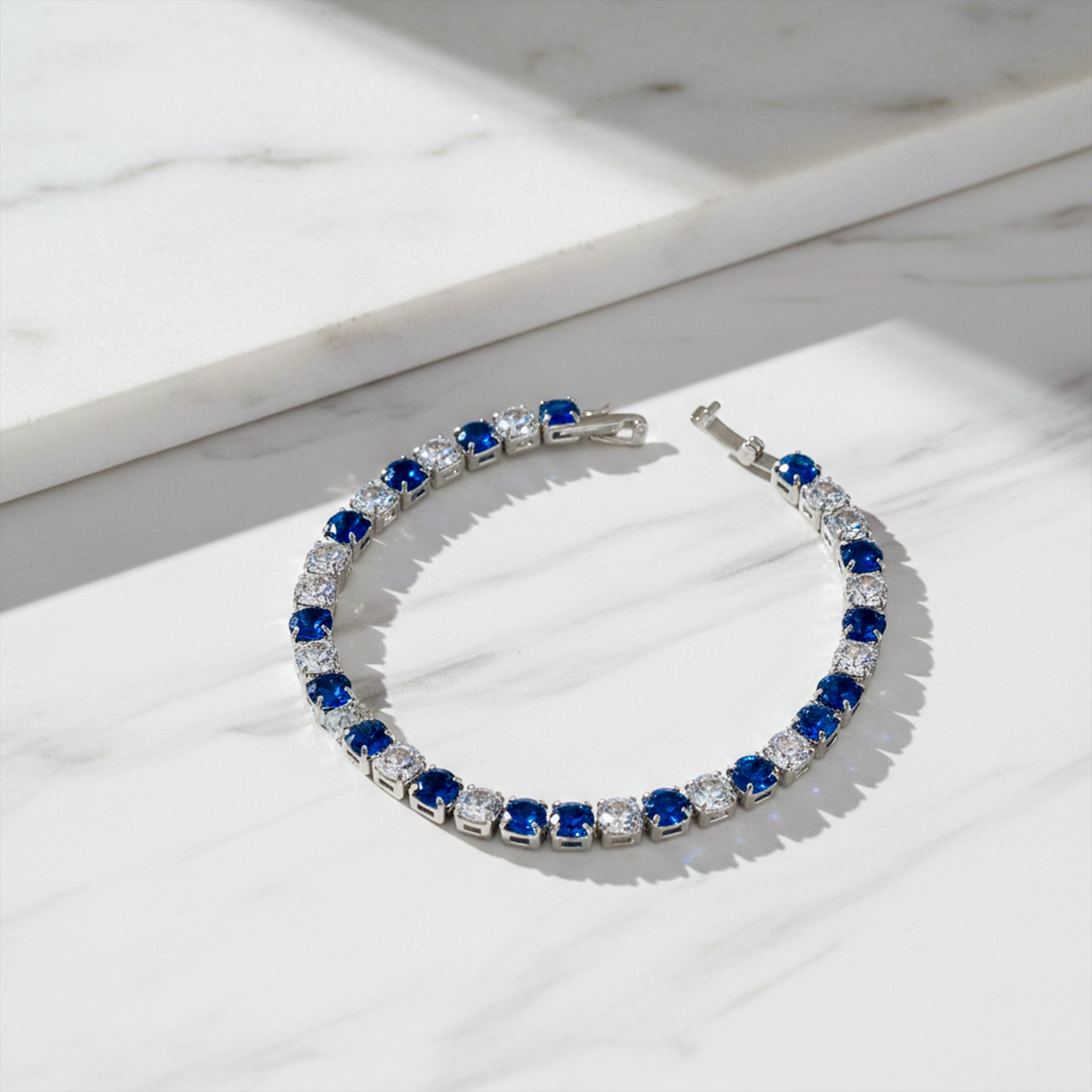 Silver Blue & Ivory Line Kangan GWB -84