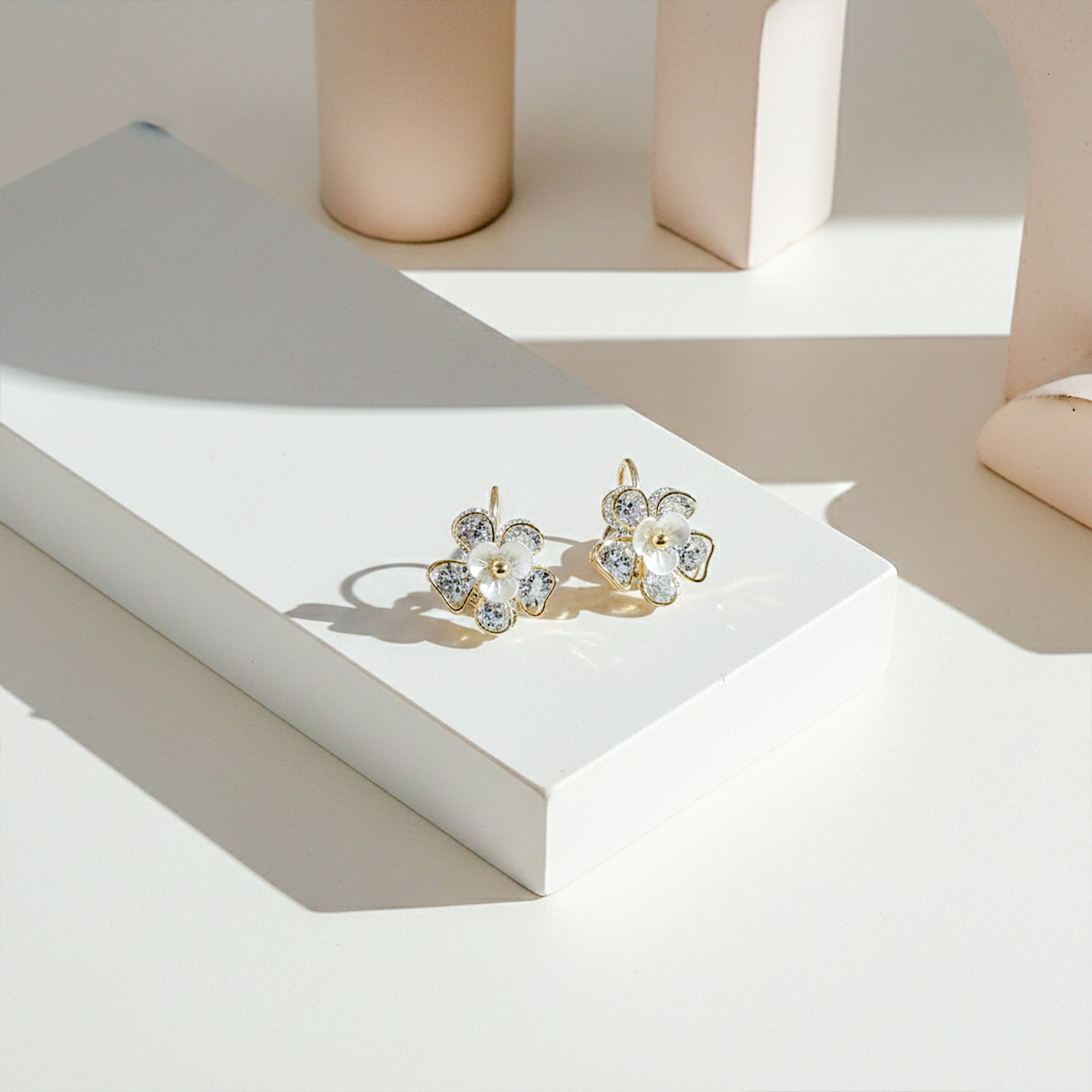 Bloom Crystal Floral Stud Earrings for women in Gold - Finora Jewels