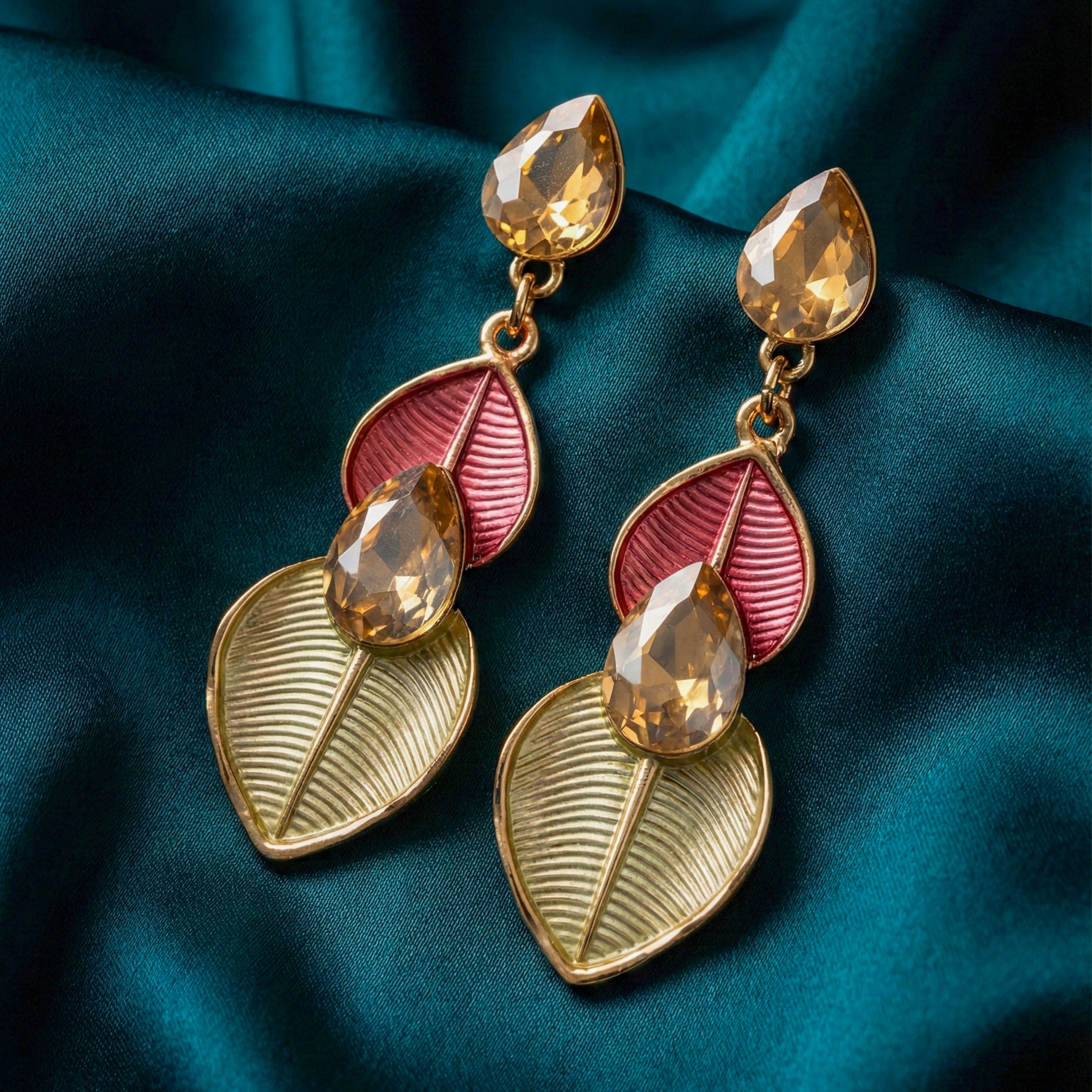 Elegant Leaf Drop Earrings for women in Gold - Finora Jewels