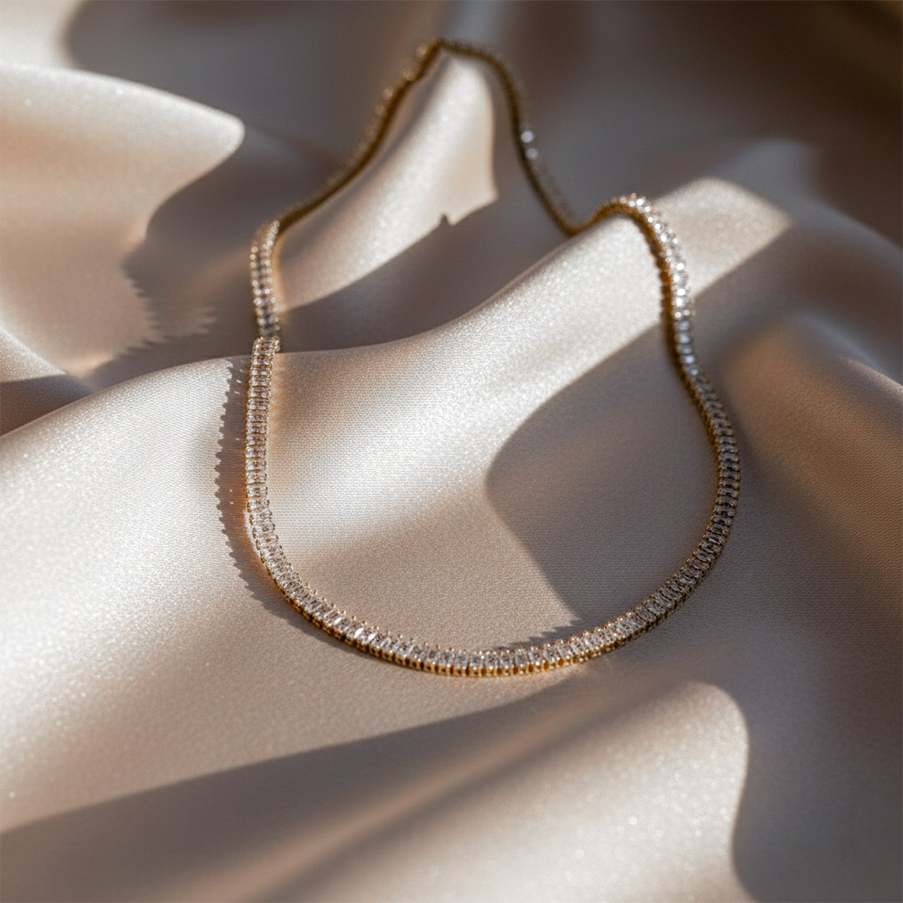Gold Short Description Elegant Gold-plated Tennis Necklace for women - Finora Jewels