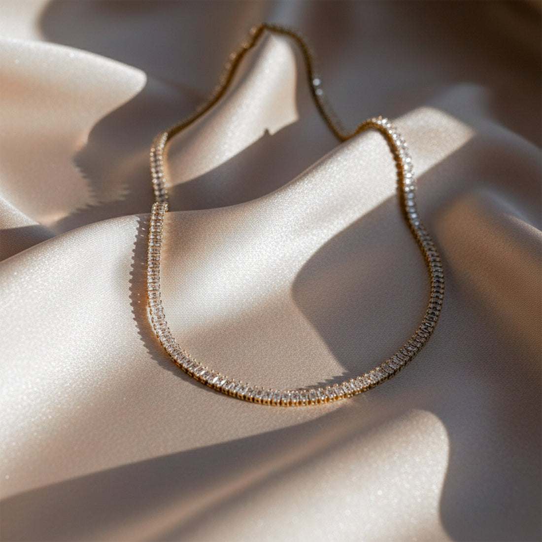 Gold Short Description Elegant Gold-plated Tennis Necklace for women - Finora Jewels