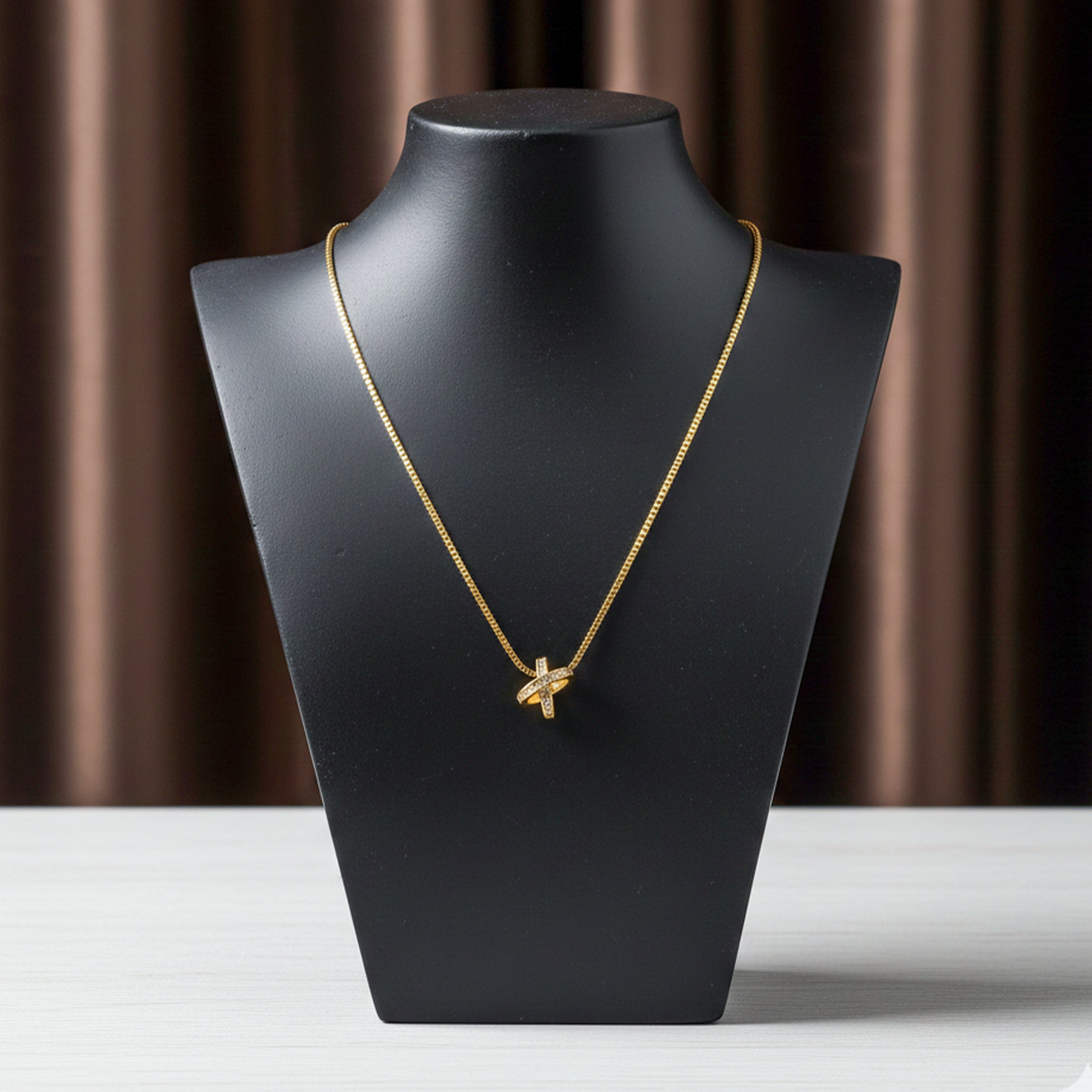 Gold-Toned Criss-Crucifix Spark Locket Link Set GWN -59