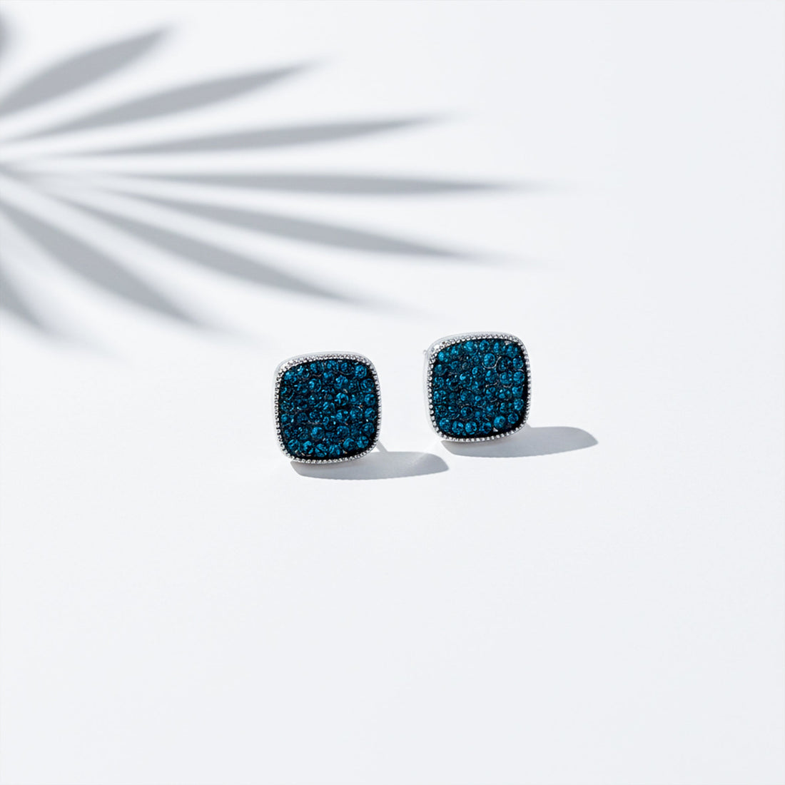 Blue Square-Cut-Cut Post Ear Studs GWE -114