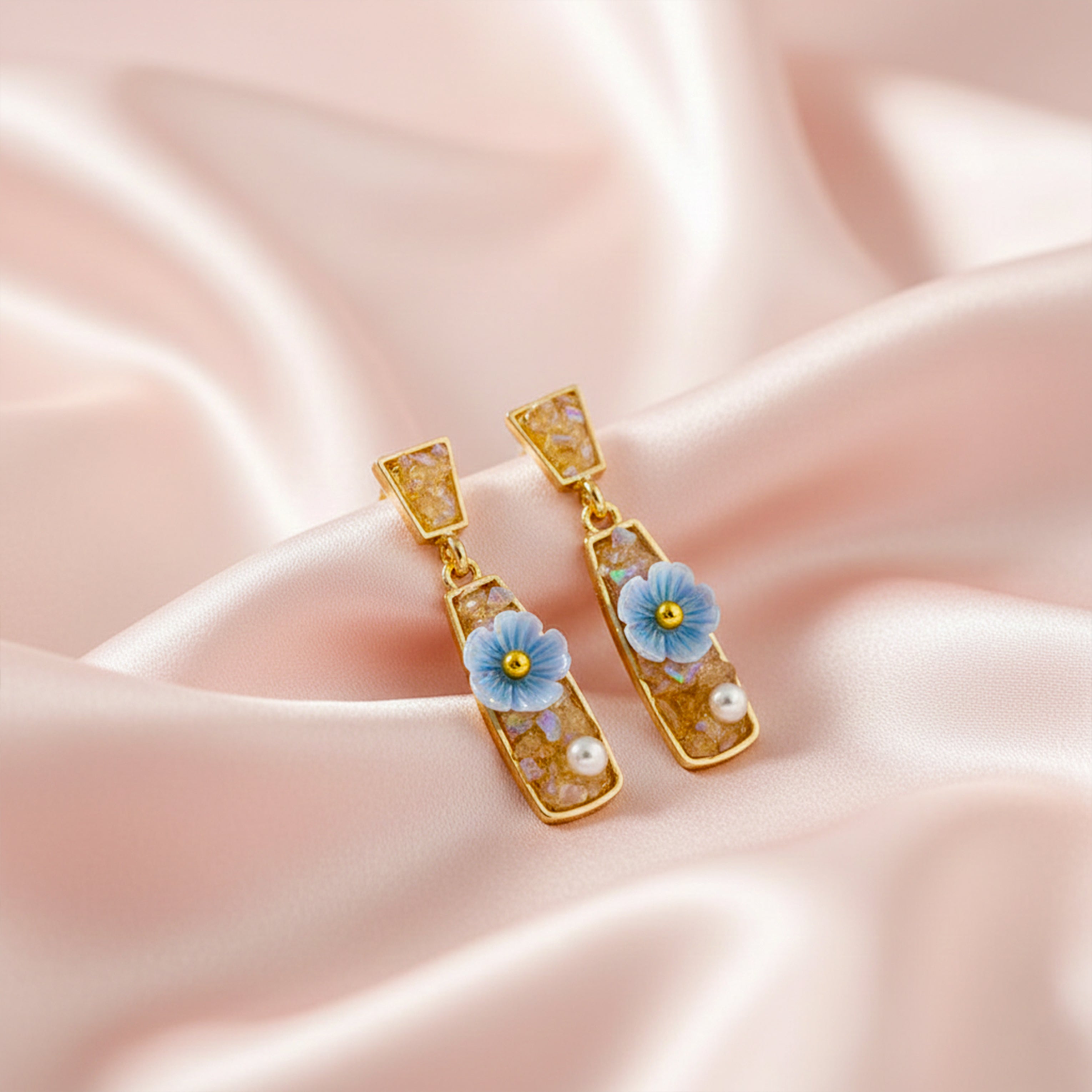 Gold Bloom Drop Earrings for women - Finora Jewels
