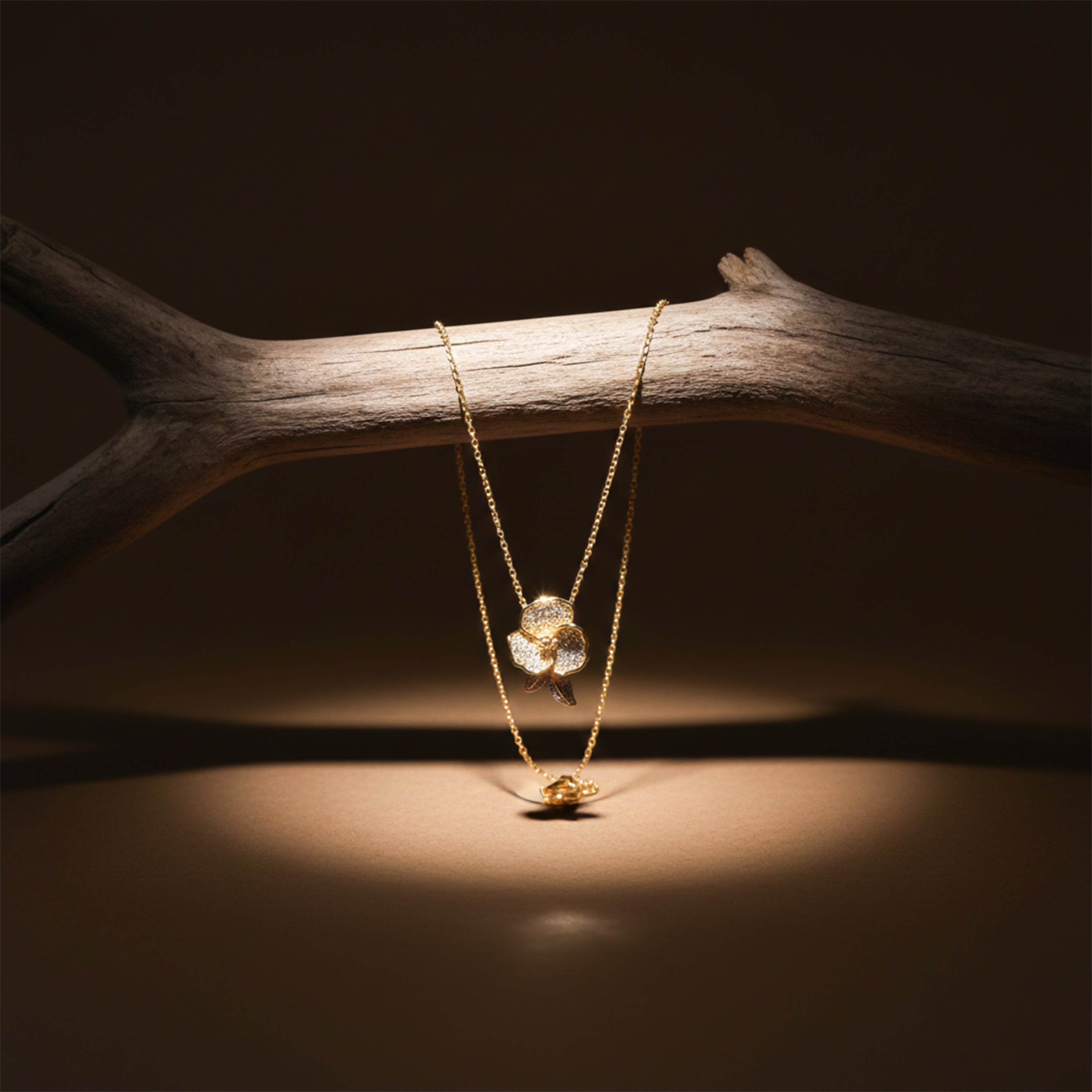 Women Necklace Crystal Flower Gold jewellery - Finora Jewels