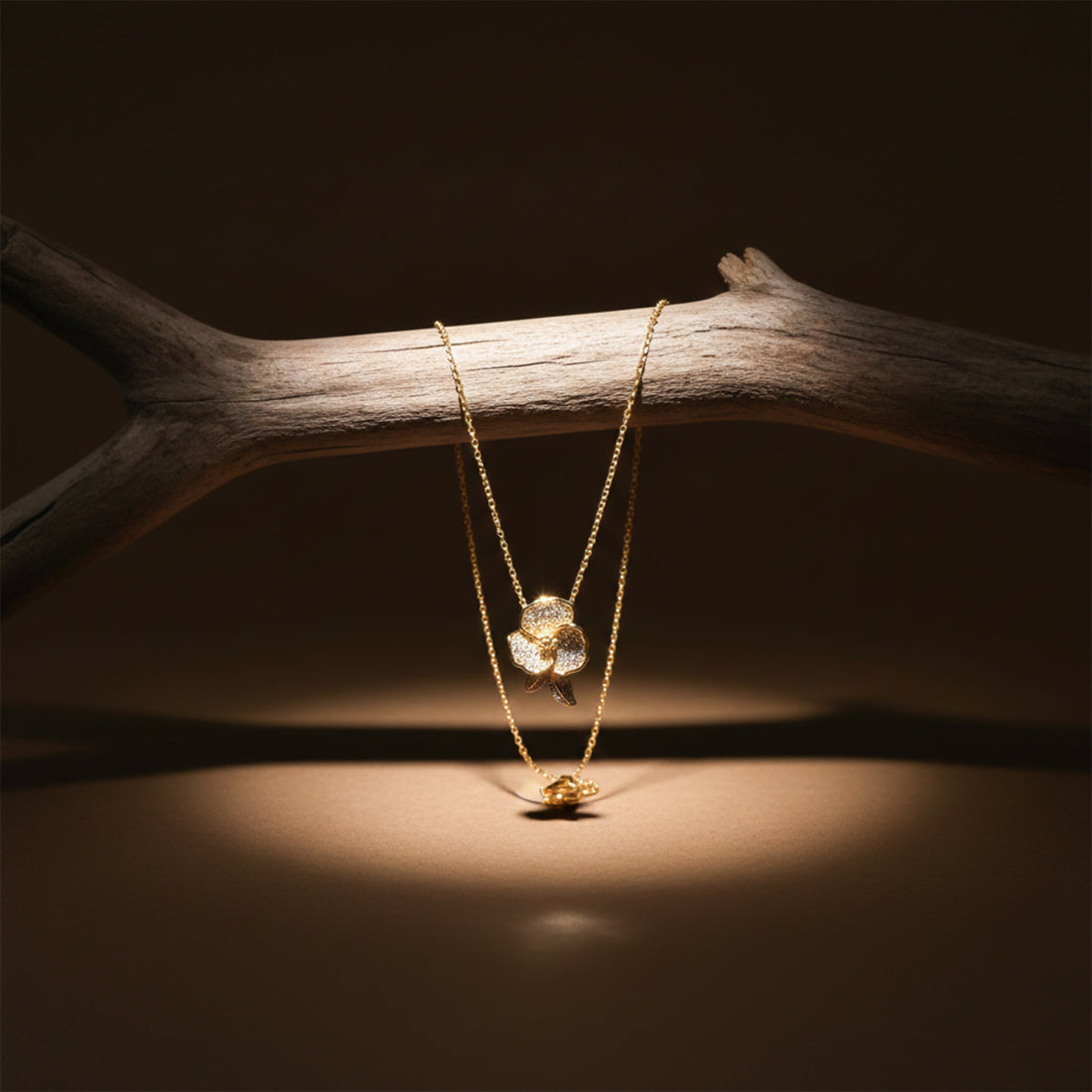 Women Necklace Crystal Flower Gold jewellery - Finora Jewels